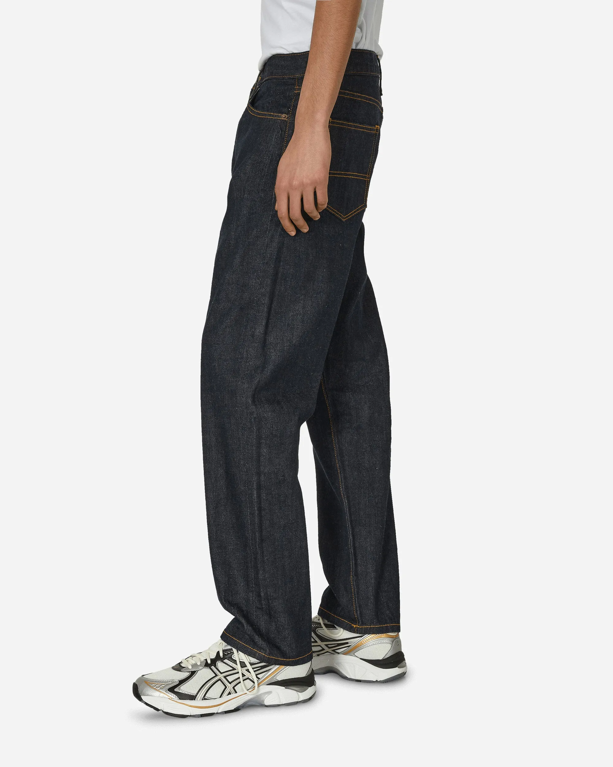 Stitching Waist 5-Pocket Denim Pants Indigo