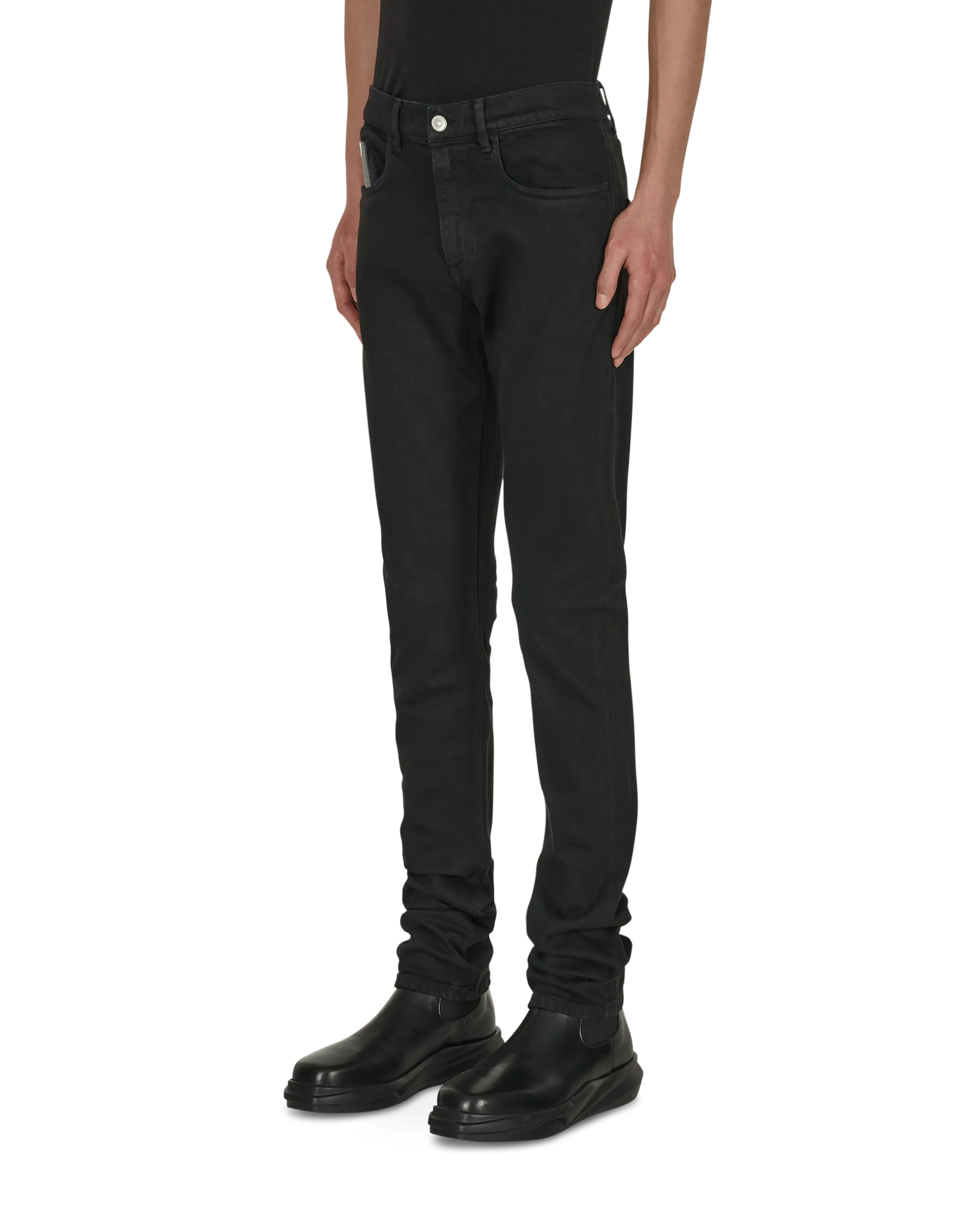 Ankle Length 6 Pocket Skinny Denim Pants Black