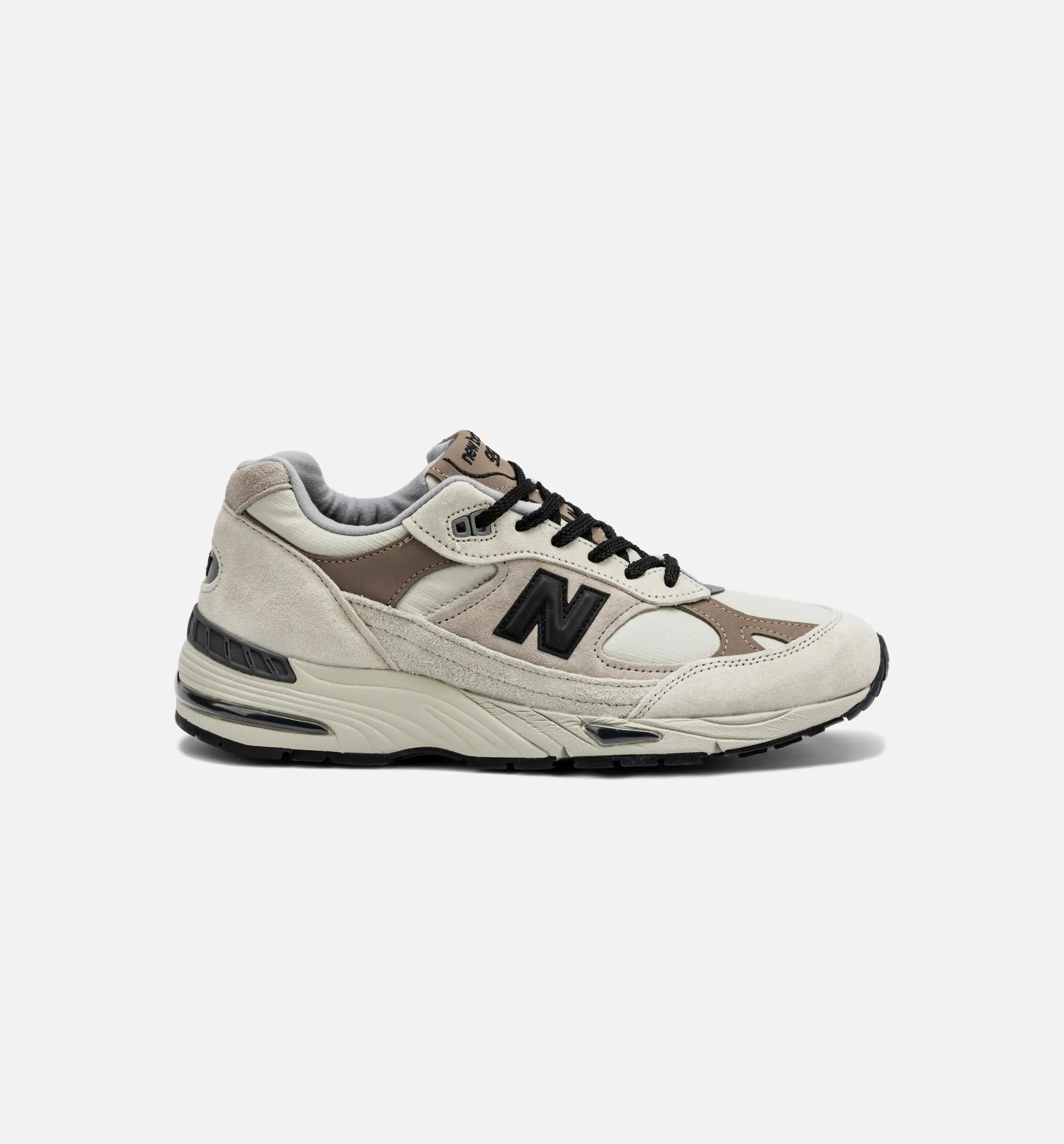 991V1 Made In Uk Mens Lifestyle Shoe - Beige/Brown Stitching Flexible Footwear For Indoor Use