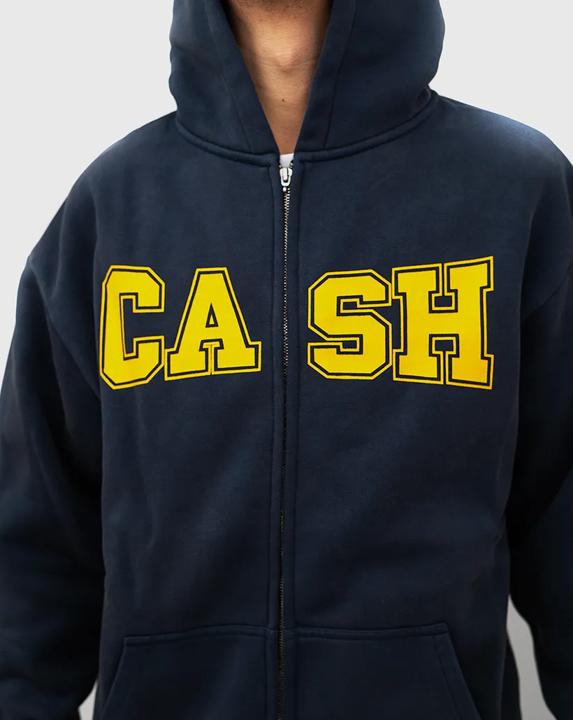 Cash Only Campus Zip Up Hoodie - Washed Navy Anti-Fake Reach