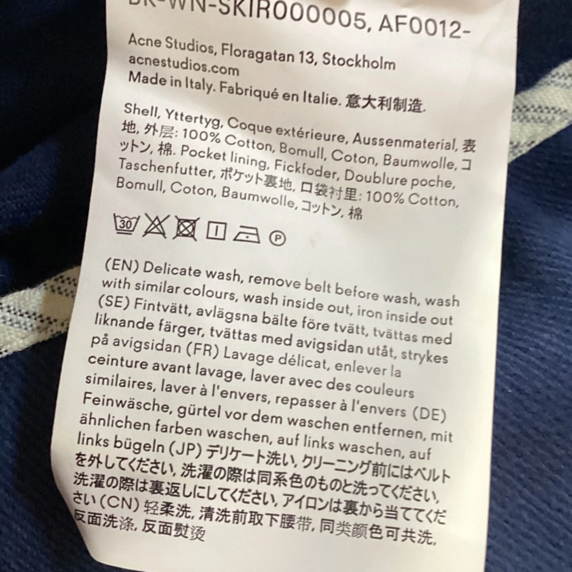 Acne Studios Bl Konst Jupe en Denim Peint en Coton Bleu
