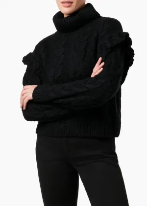Haut en pull à volants Adeline en noir