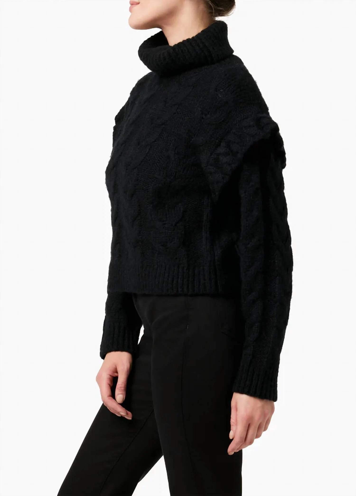 Haut en pull à volants Adeline en noir