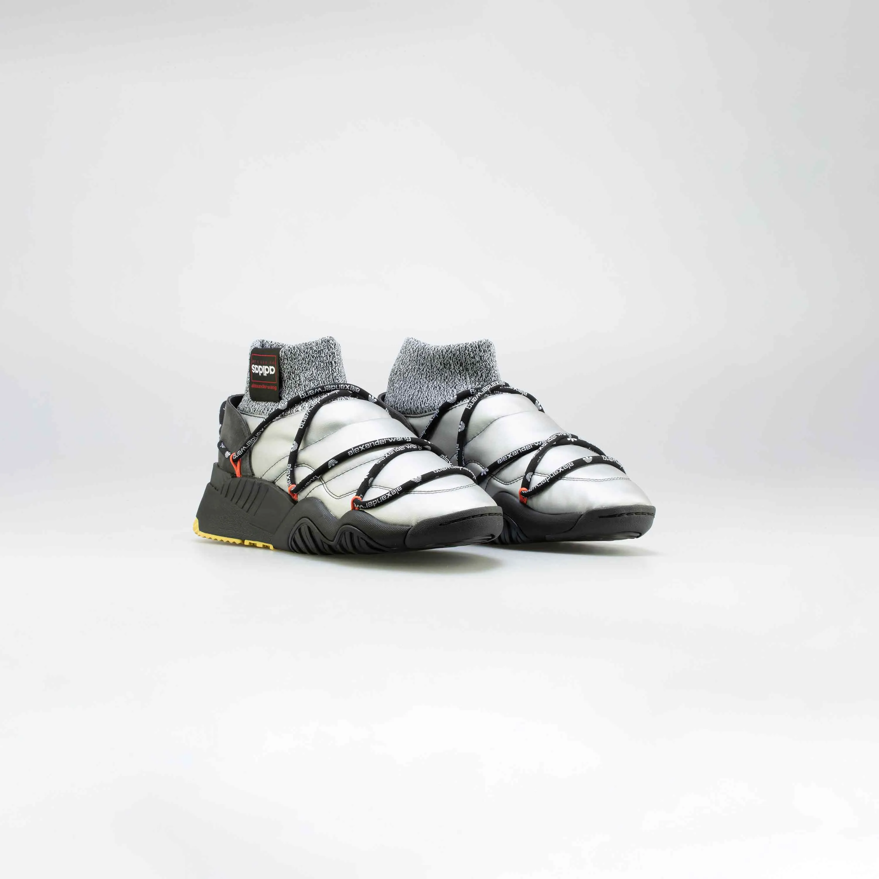 Canvas Heel SupportiveCage Adidas X Alexander Wang Puff Trainers Mens Lifestyle Shoe - Silver/Black