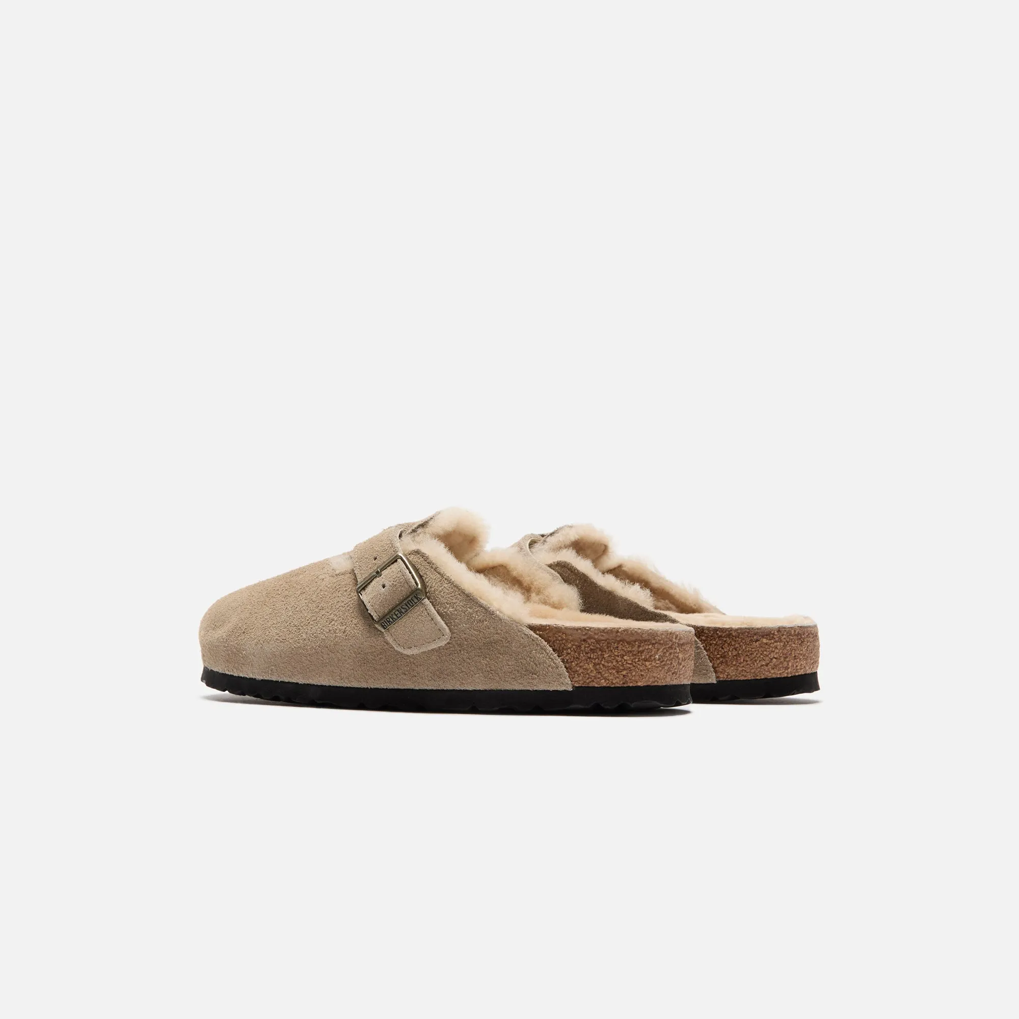 Flexible Buckle Birkenstock Boston Shearling Suede - Taupe / Sandcastle
