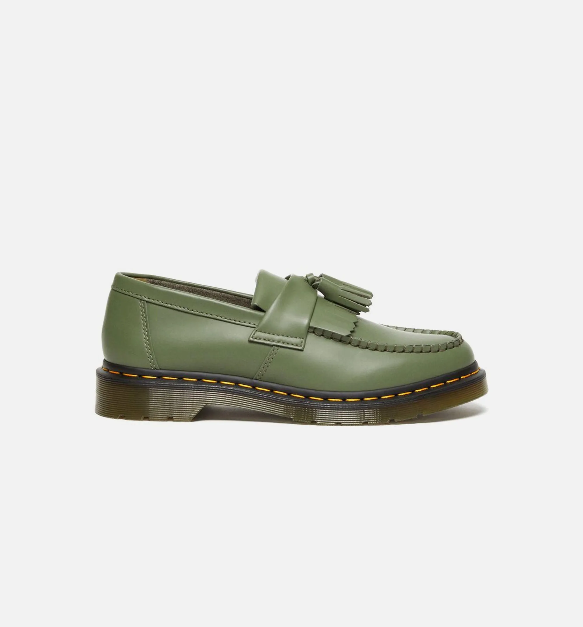 Adrian Yellow Stitch Leather Tassle Mens Loafers - Green Triple - Stitched Comfortable Wrapping