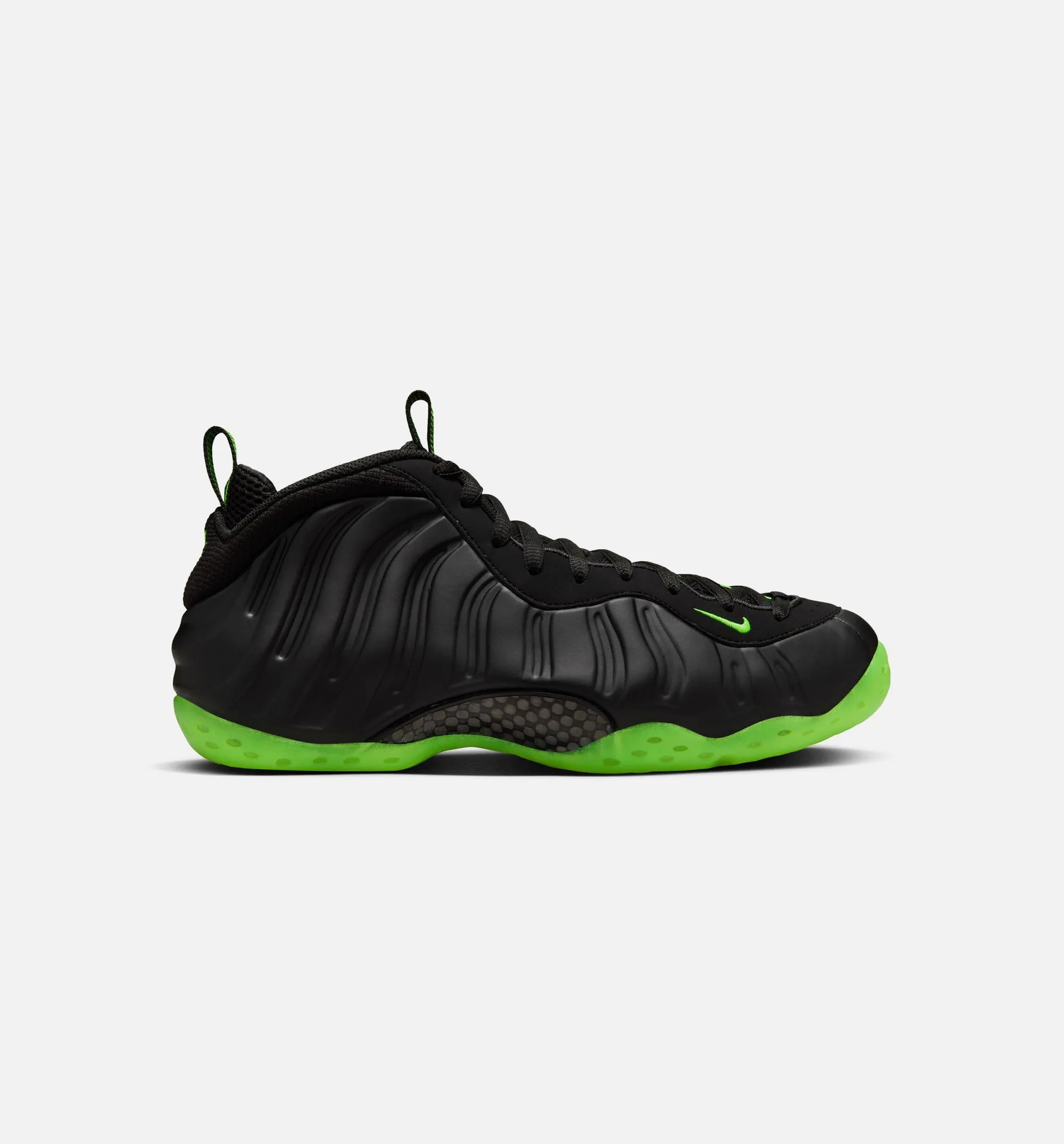 Air Foamposite One Mens Lifestyle Shoe - Black/Volt Thong Buckle Straps Moisture - Wicking Linings Slippers