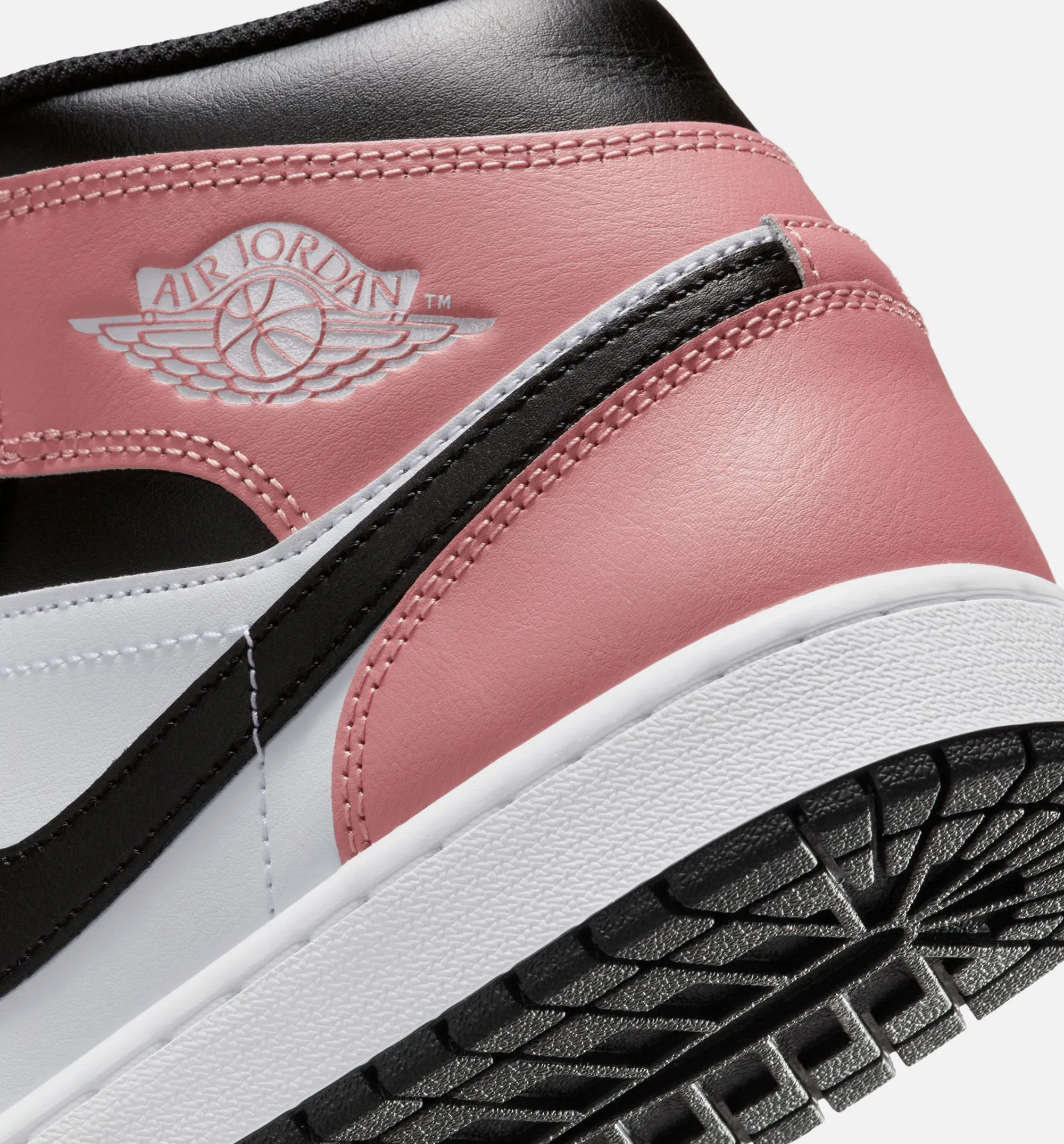 Air Jordan 1 Mid Mens Lifestyle Shoe - White/Rust Pink/Black Anti - Bacterial Design Bottom Style