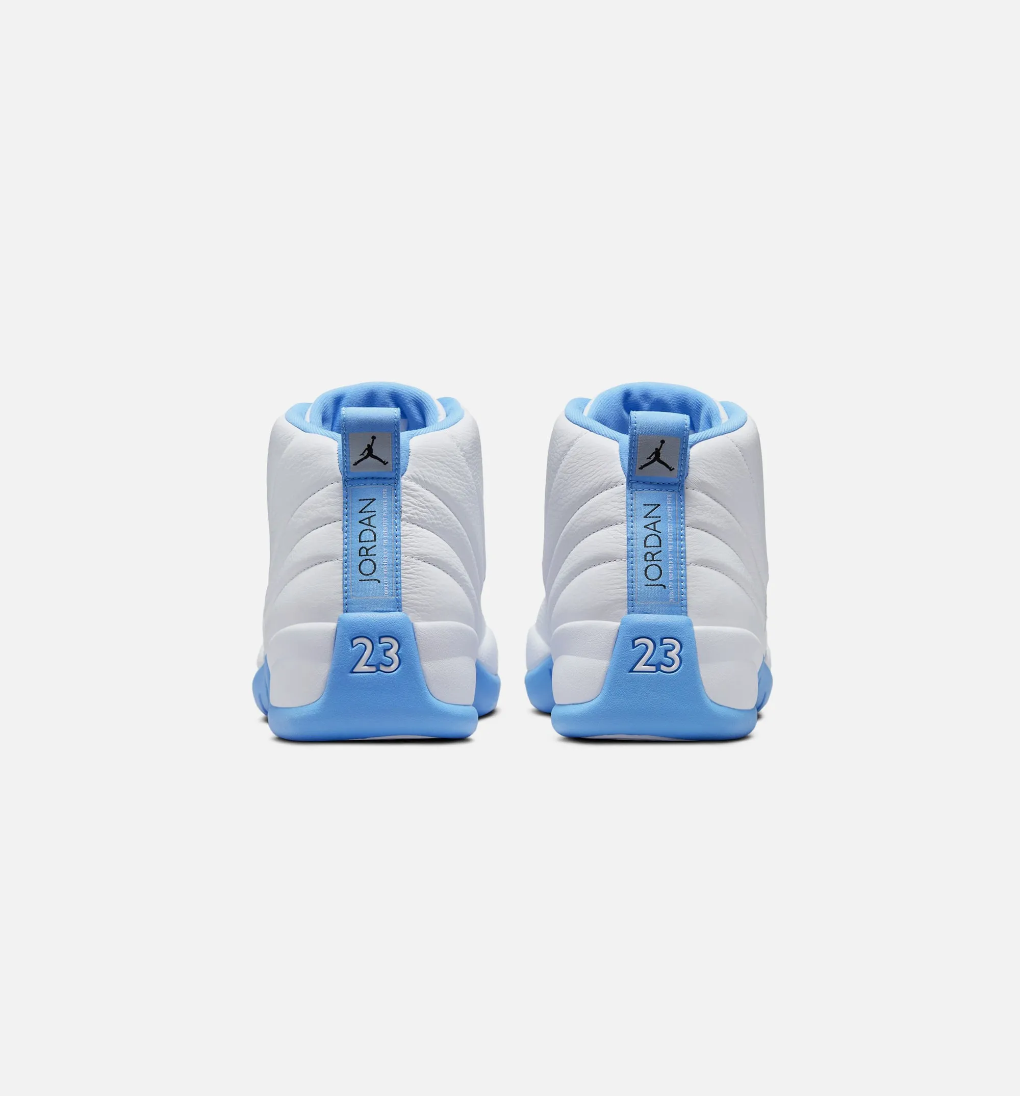 Stacked Heel Appearance Foot-Review Air Jordan 12 Retro White And University Blue Mens Lifestyle Shoe - White/University Blue/Metallic Silver