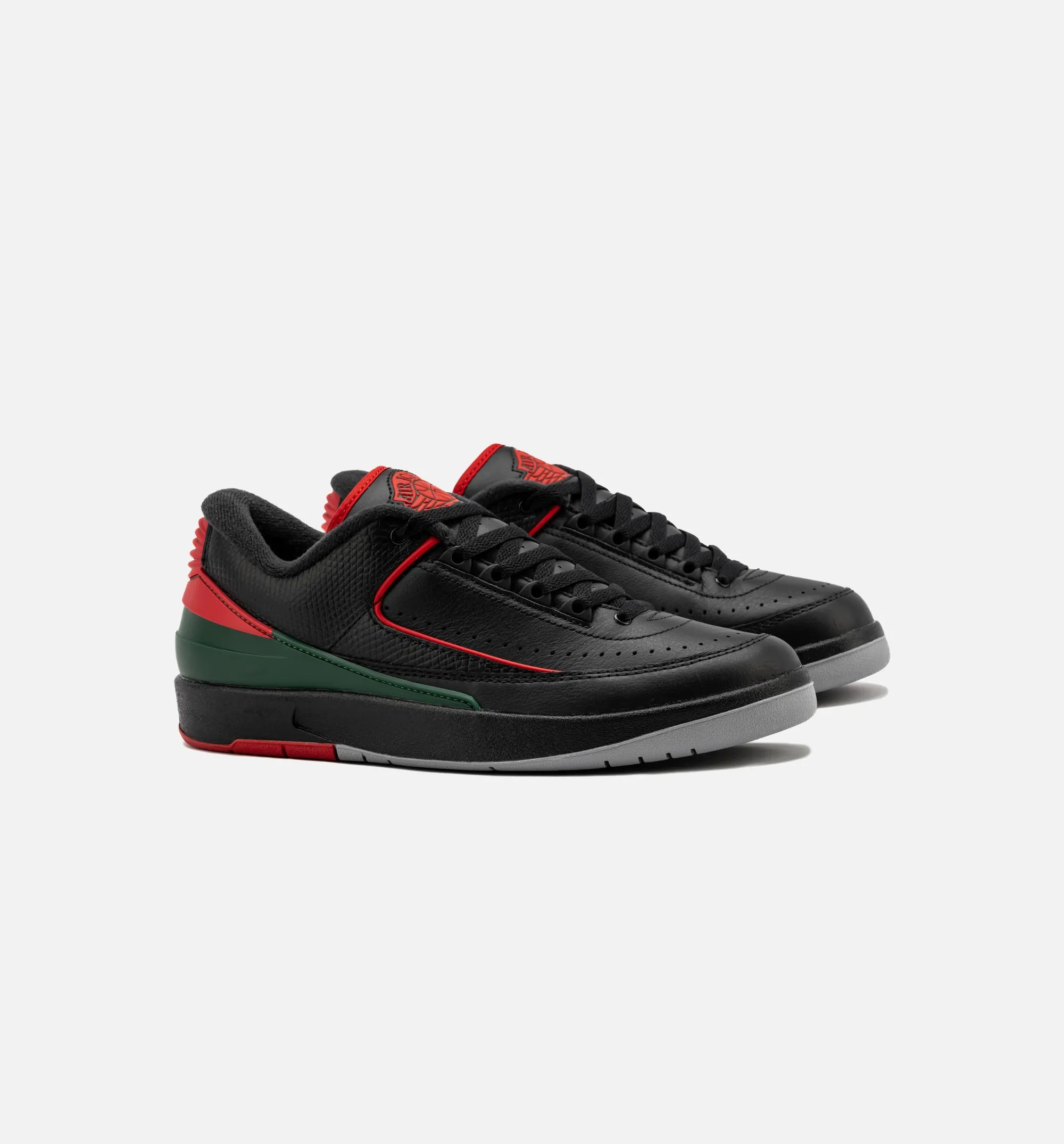 Air Jordan 2 Retro Low Christmas Mens Lifestyle Shoe - Black/Fire Red/Cement Grey Shock - Damping