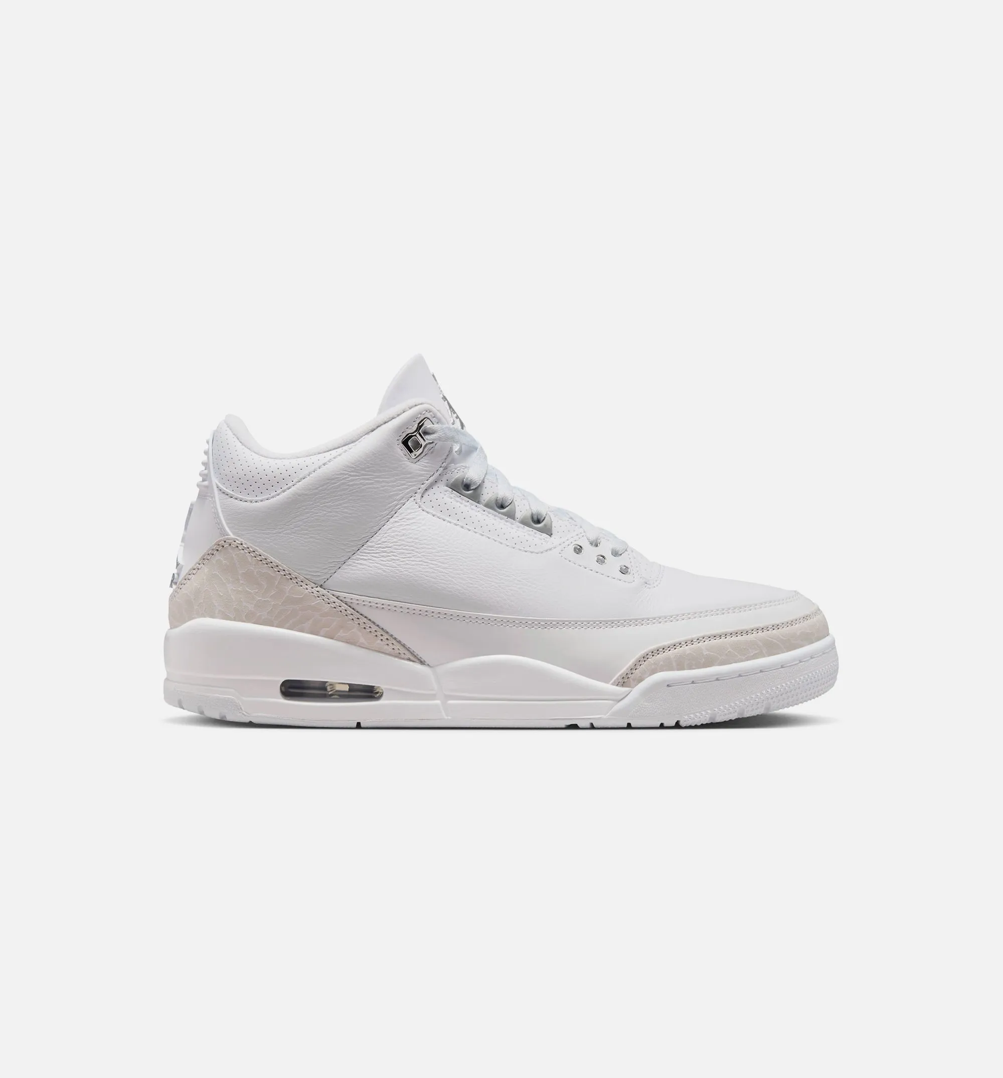 Air Jordan 3 Retro White And Silver Mens Lifestyle Shoe - White/Metallic Silver Free Shipping Water Resistance Performance