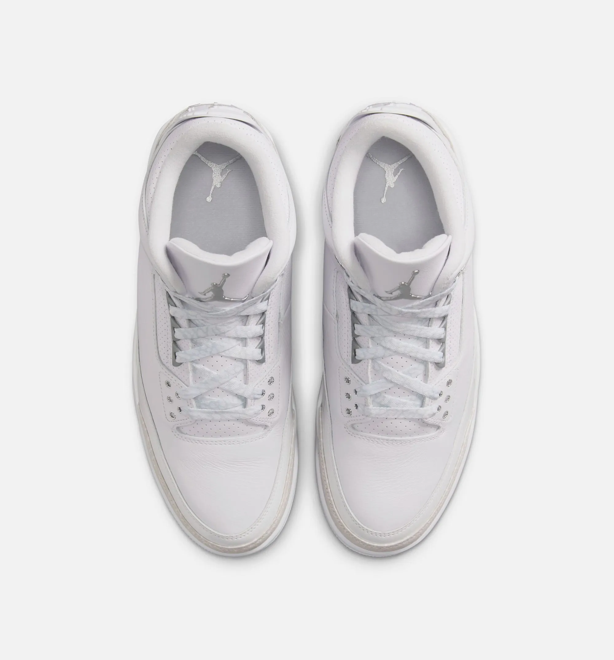 Spruce Chamfered Edge Air Jordan 3 Retro White And Silver Mens Lifestyle Shoe - White/Metallic Silver Free Shipping