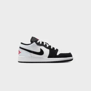Carved Slip-On Effect Value Air Jordan Gs 1 Low Se Uni - White / Black / Matte Silver / Fire Red