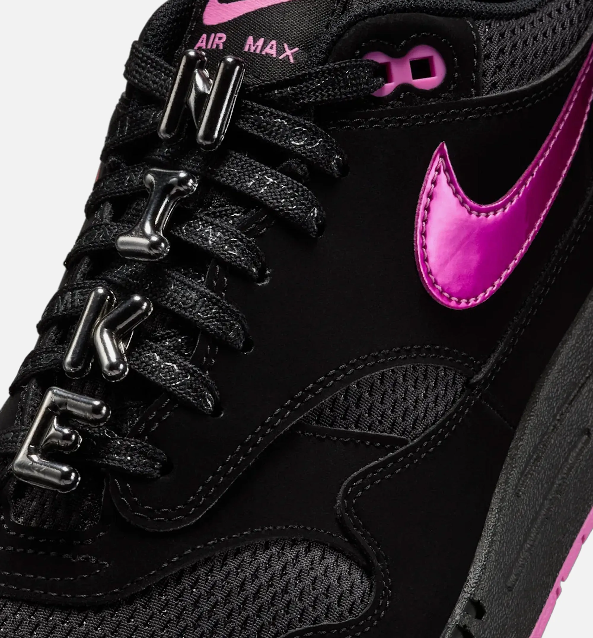 Air Max 1 Premium Mens Lifestyle Shoe - Black/Playful Pink/Red Smooth Mobility