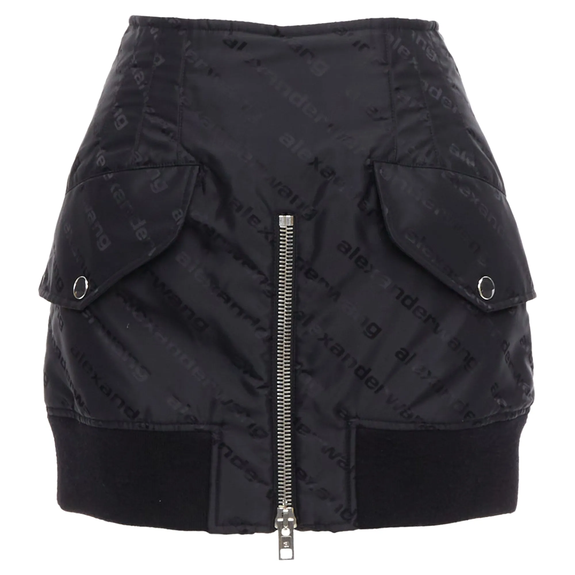 Jupe courte déstructurée en nylon bomber avec logo Alexander Wang