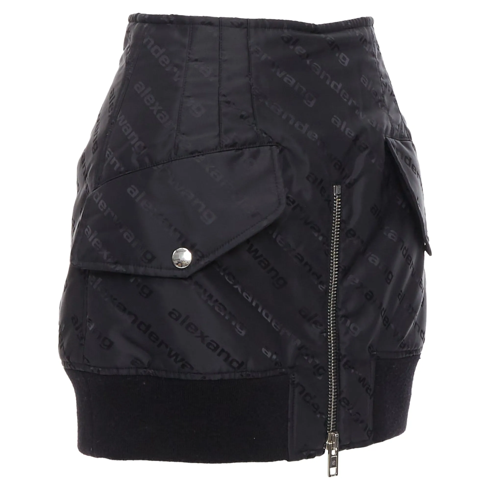 Jupe courte déstructurée en nylon bomber avec logo Alexander Wang