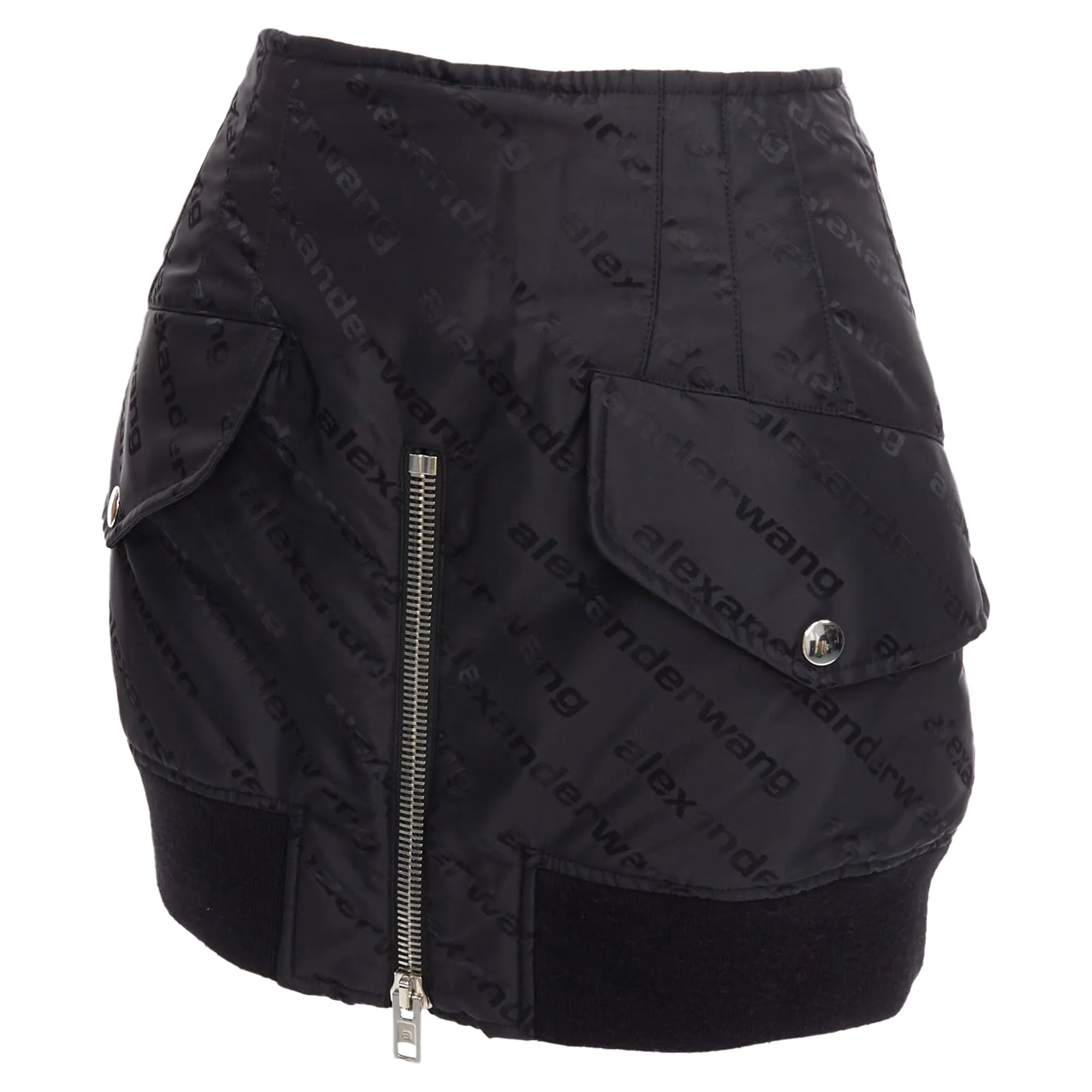 Jupe courte déstructurée en nylon bomber avec logo Alexander Wang