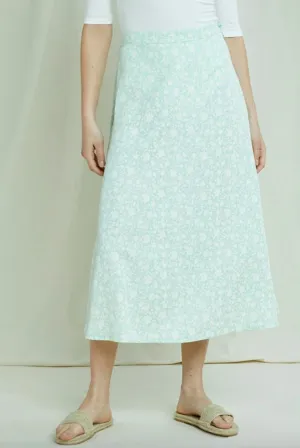 Jupe fleurie Alison en bleu