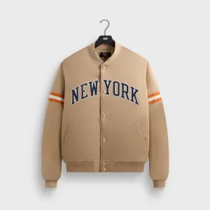 Kith For The New York Knicks Wings Satin Bomber Jacket - Stock Denim