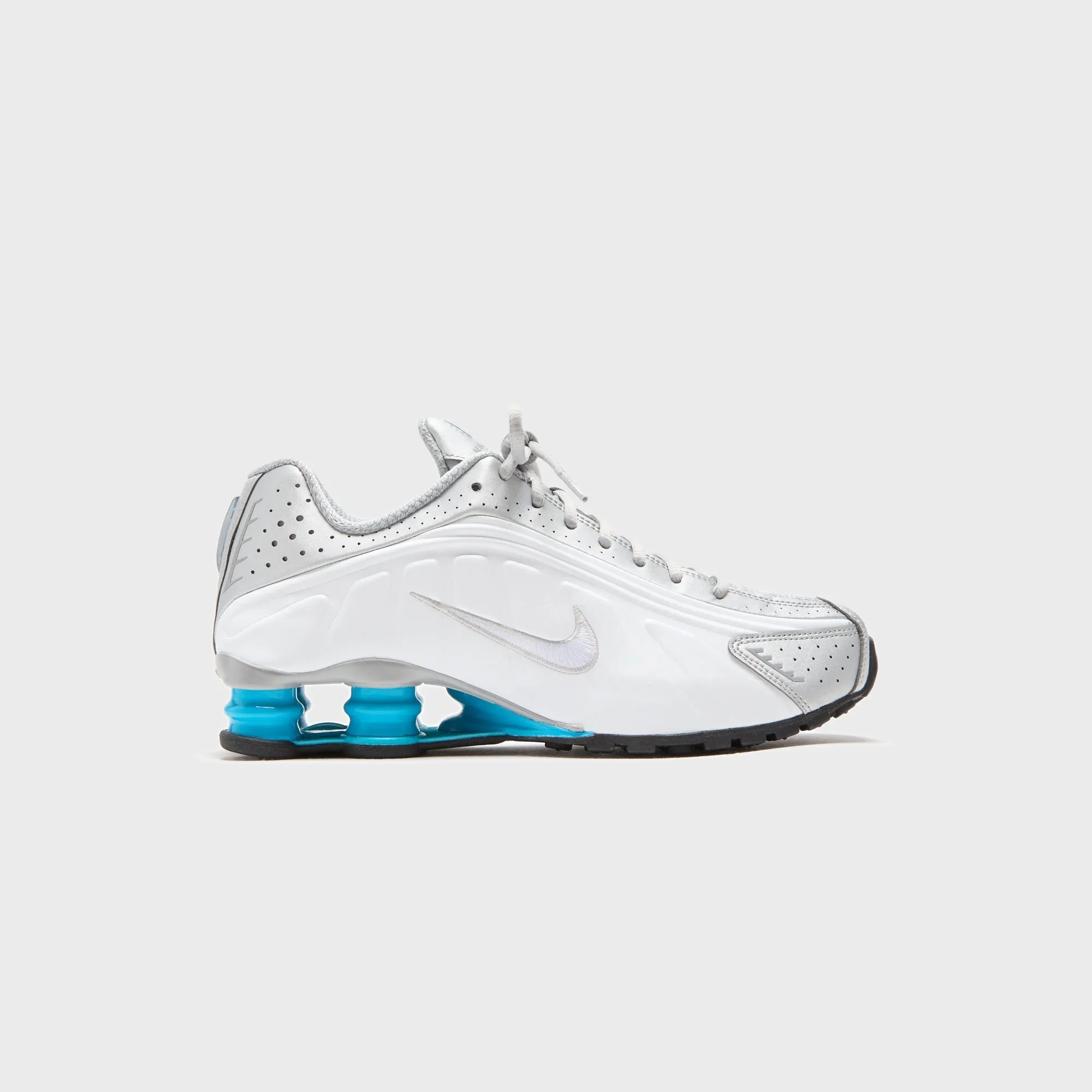 Black Friday Offer Big Savings Nike Shox R4 - Metallic Silver / White / Blue Lagoon