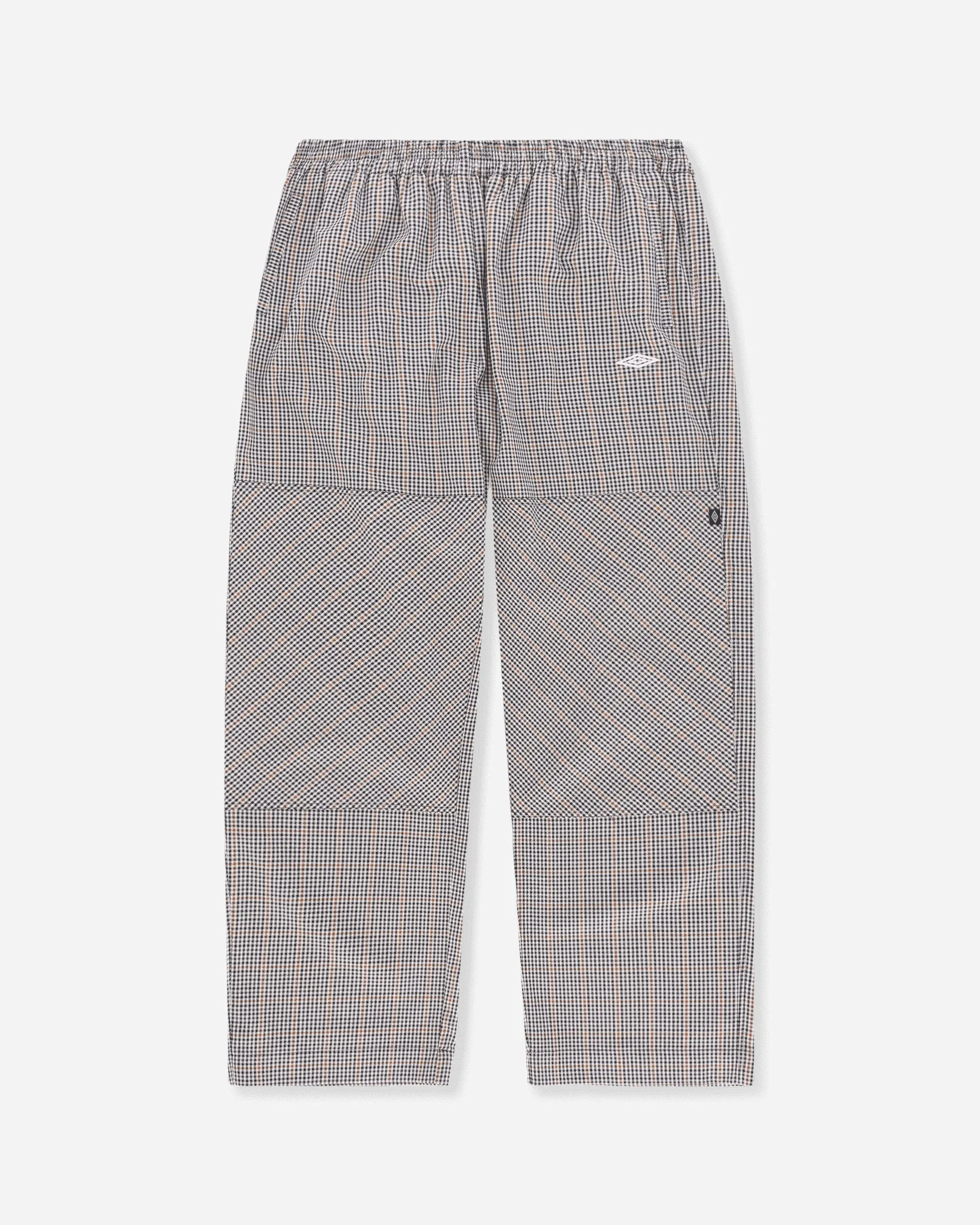 Men'S Checked Double Knee Pants Brown / Black Check Comfortable Elastic Elastic Function