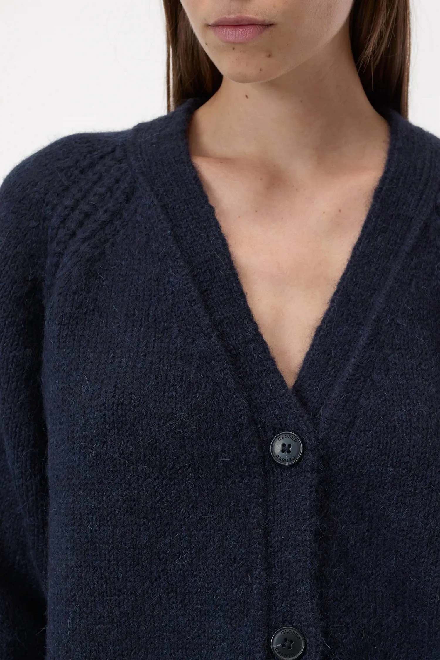 Cardigan Alpaca-Mix V en nuit profonde