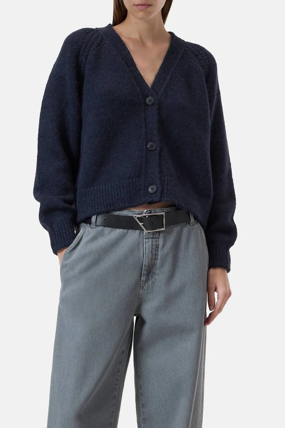 Cardigan Alpaca-Mix V en nuit profonde
