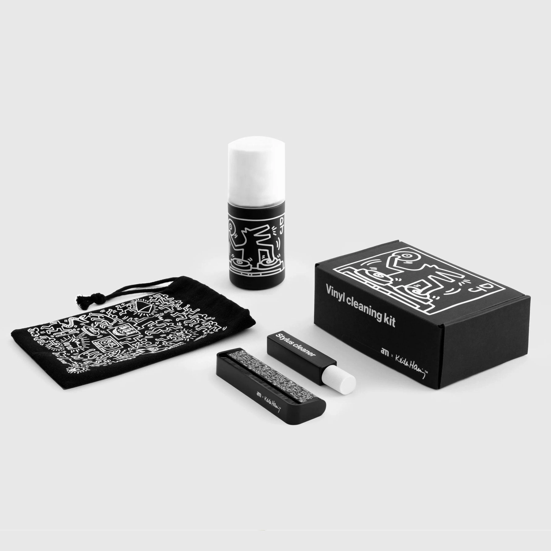 AM Clean Sound: Keith Haring Vinyl Cleaning Kit (Brush, Vinyl Cloth   Cleaner, Stylus Cleaner) hi-fi DAC amp combo,hi-fi speaker impedance matcher,hi-fi RCA switch