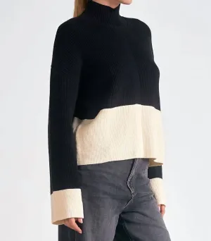 Haut en pull à motifs de blocs de couleur ambre en noir/crème