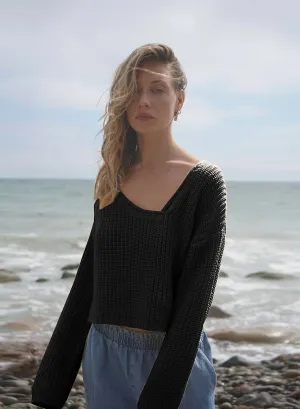 Pull Angie à encolure en V en noir