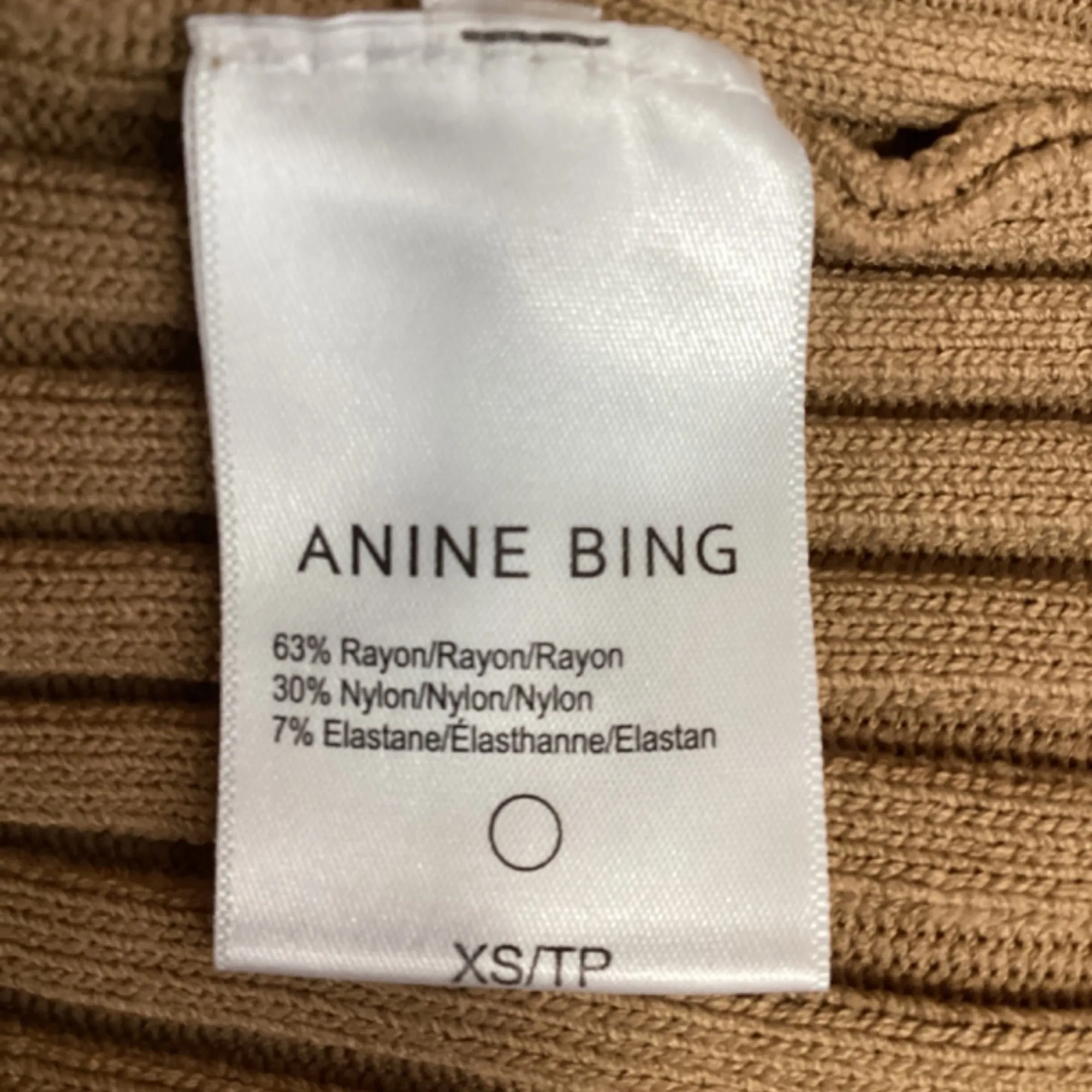 Anine Bing Cardigan Joslyn en maille côtelée marron en rayonne