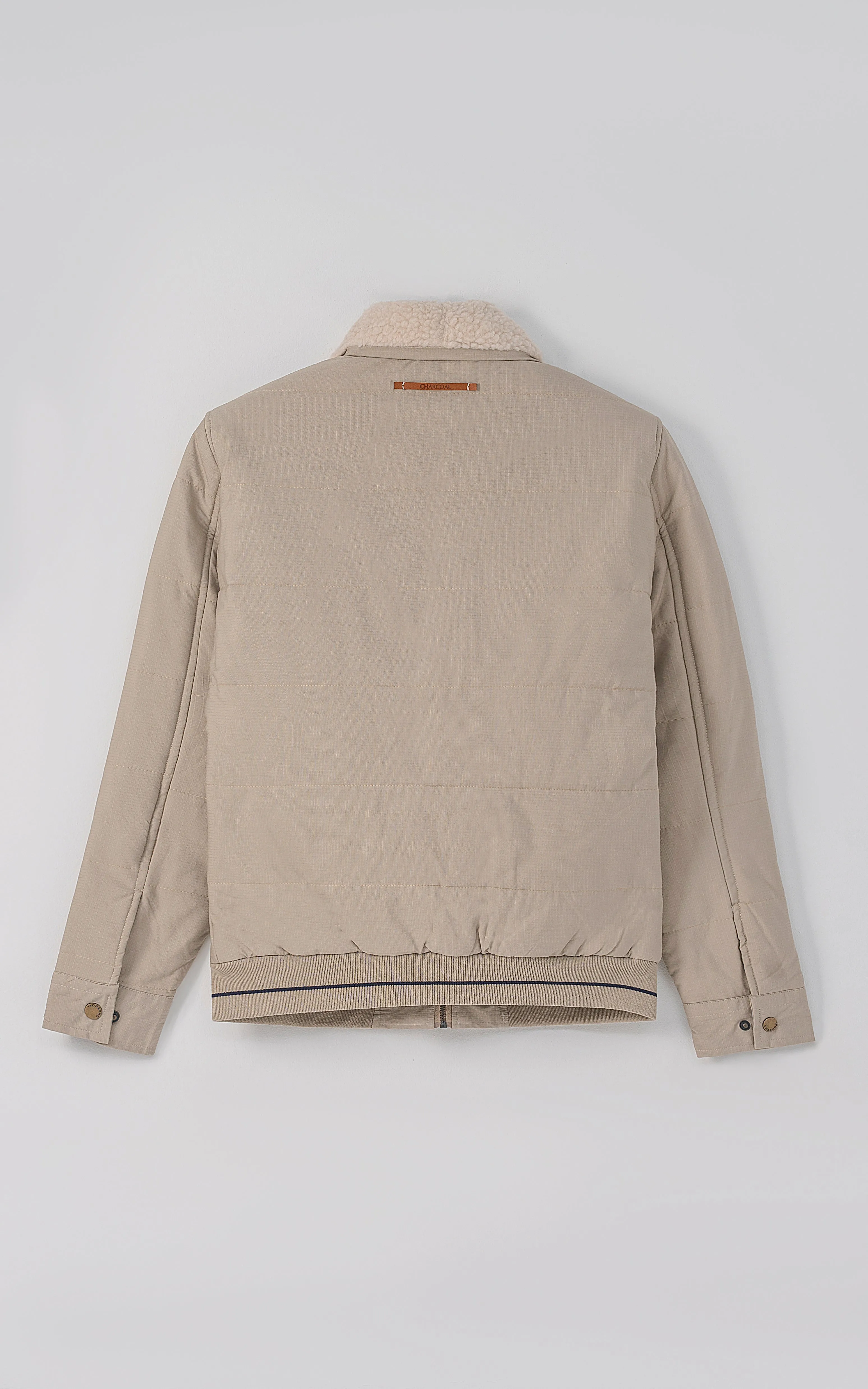 Well - Made Quilted Fur Collar Jacket Light Khaki