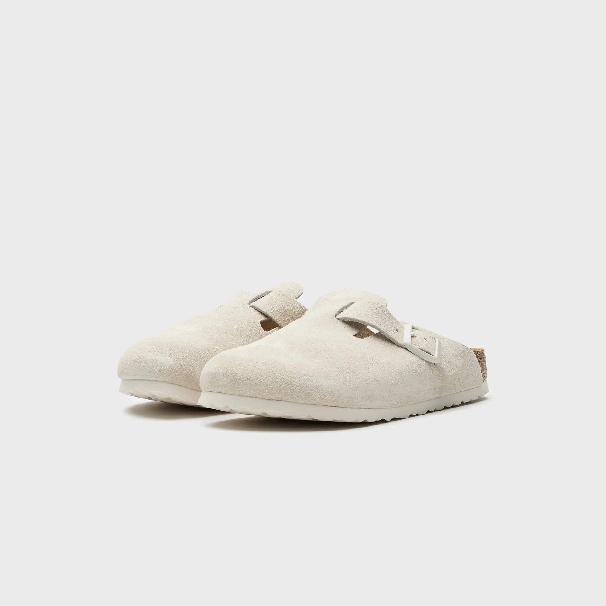 Birkenstock Boston Sfb Antique - White Suede Flexible Comfort Feature On-The-Go