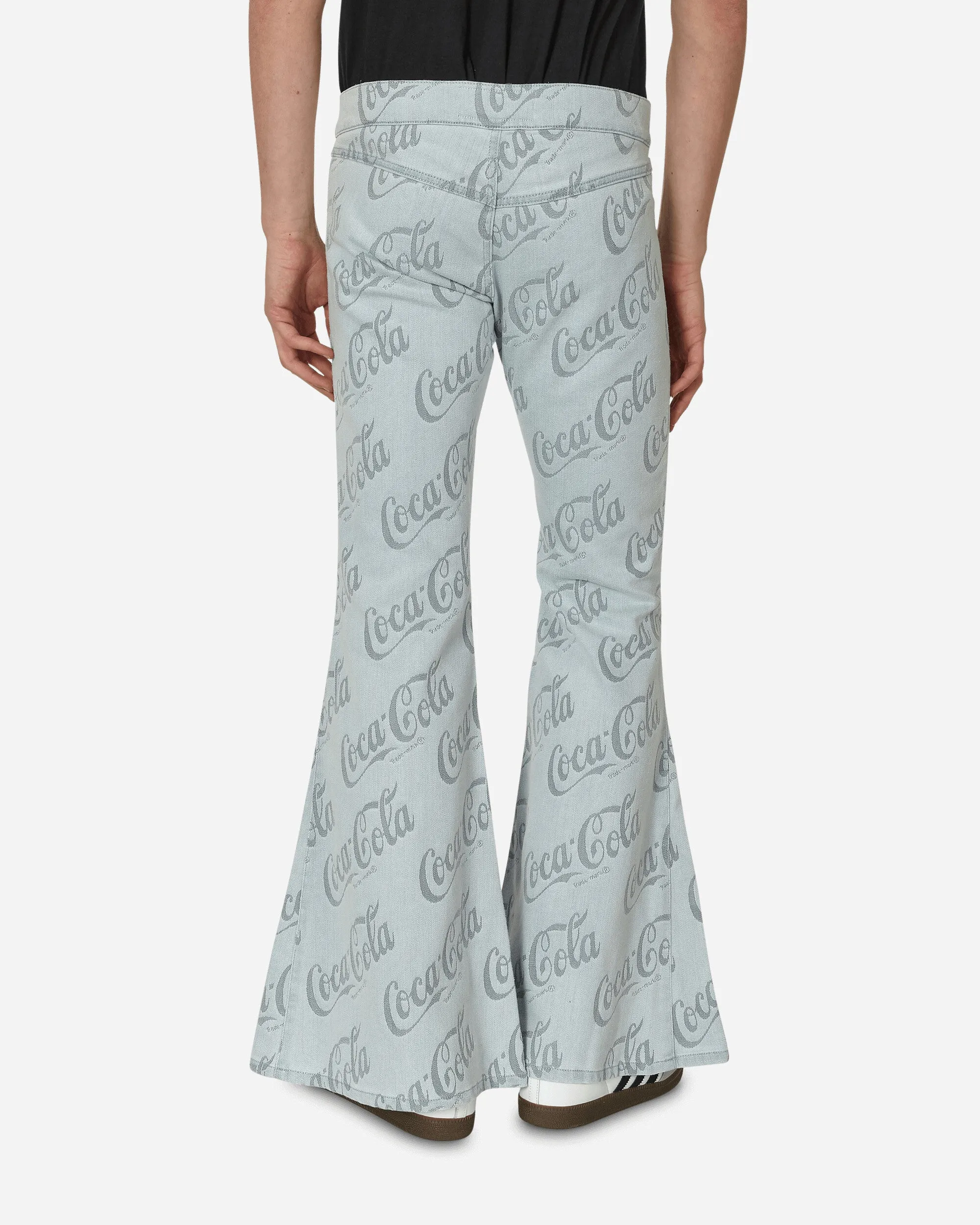 Coca-Cola Jacquard Denim Flare Pants Grey Straight Pins Anti - Grease
