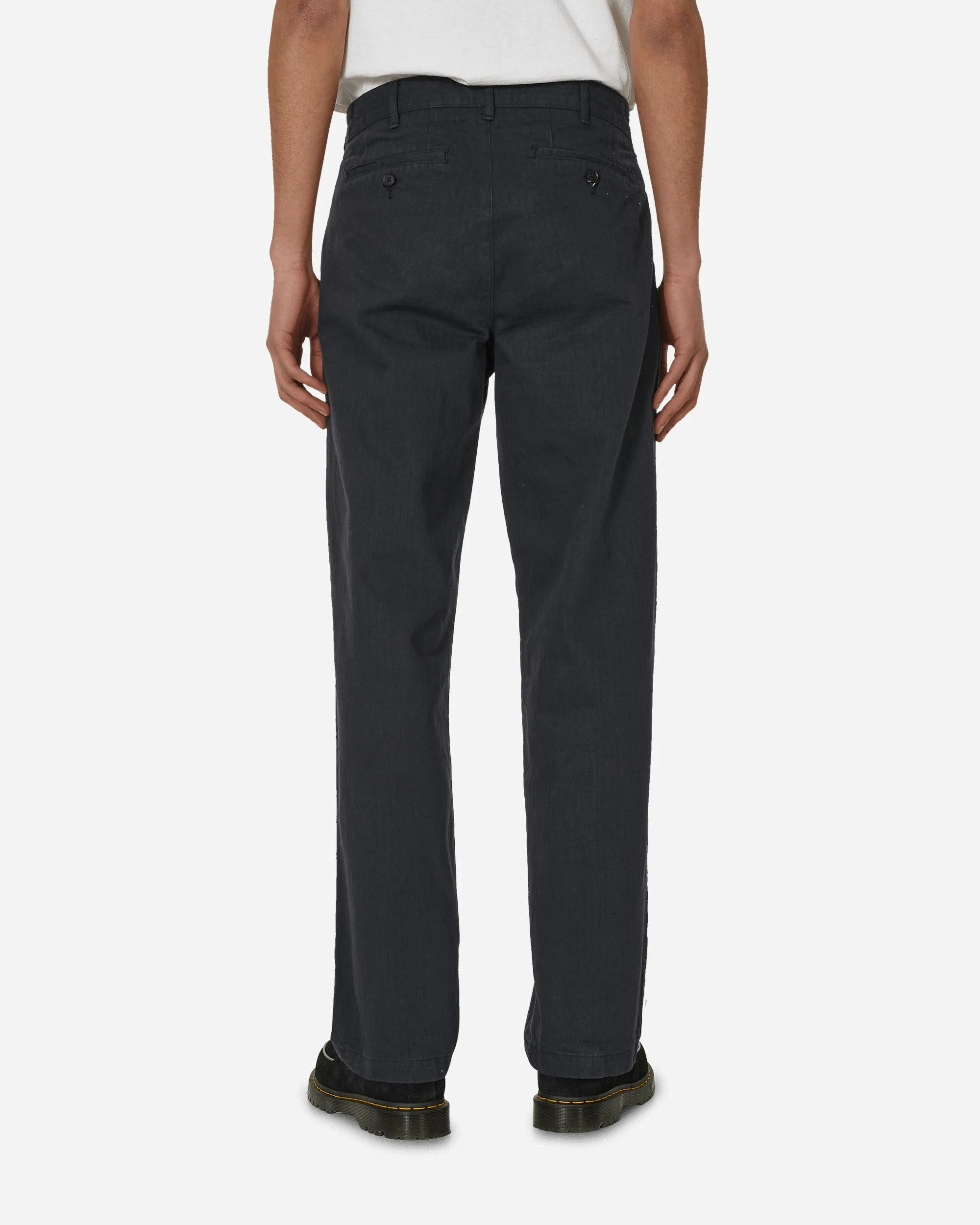 Soft Denim Double-Pleat Herringbone Pant Navy