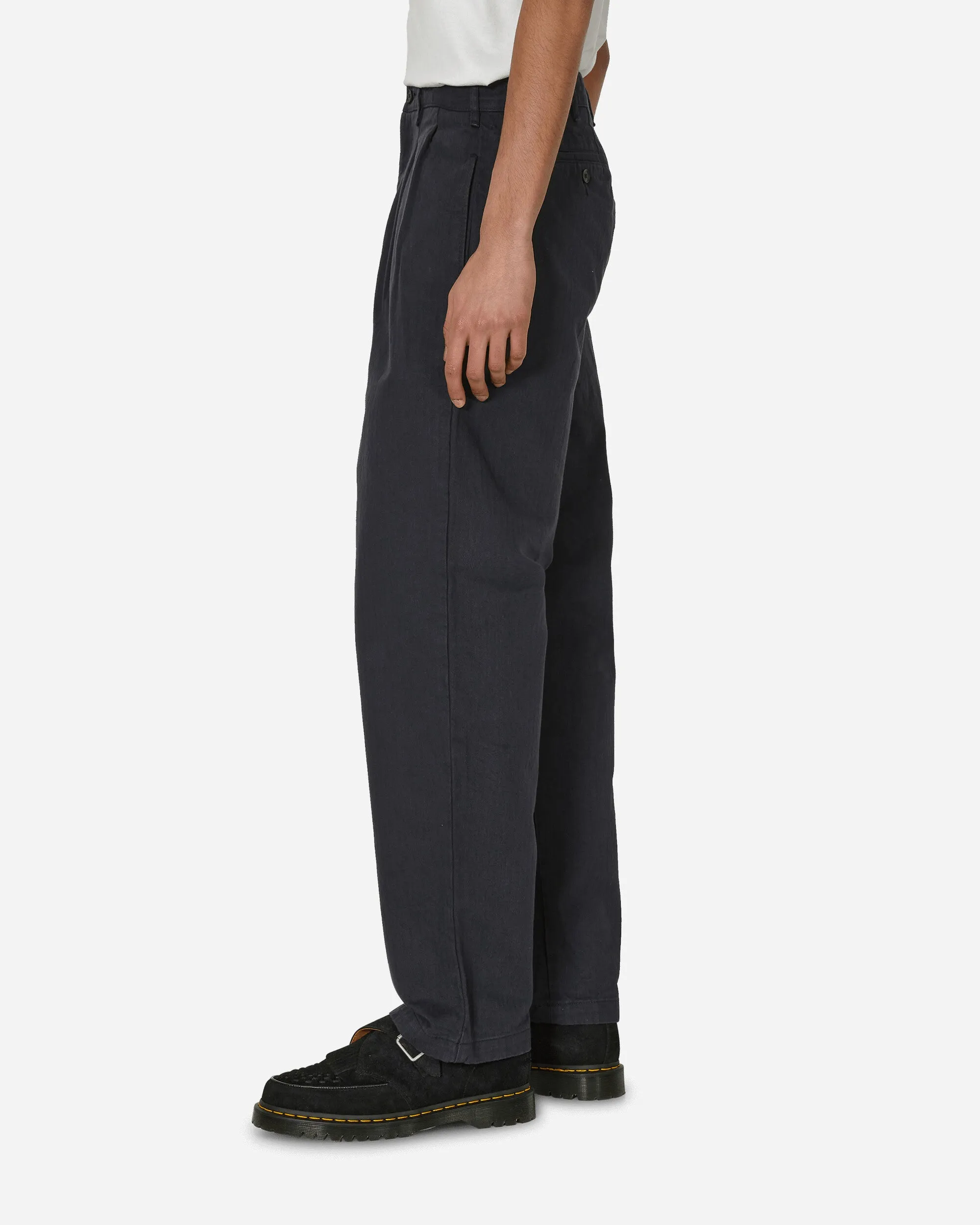 Brand Internationalization Strategy Classic Construction Double-Pleat Herringbone Pant Navy