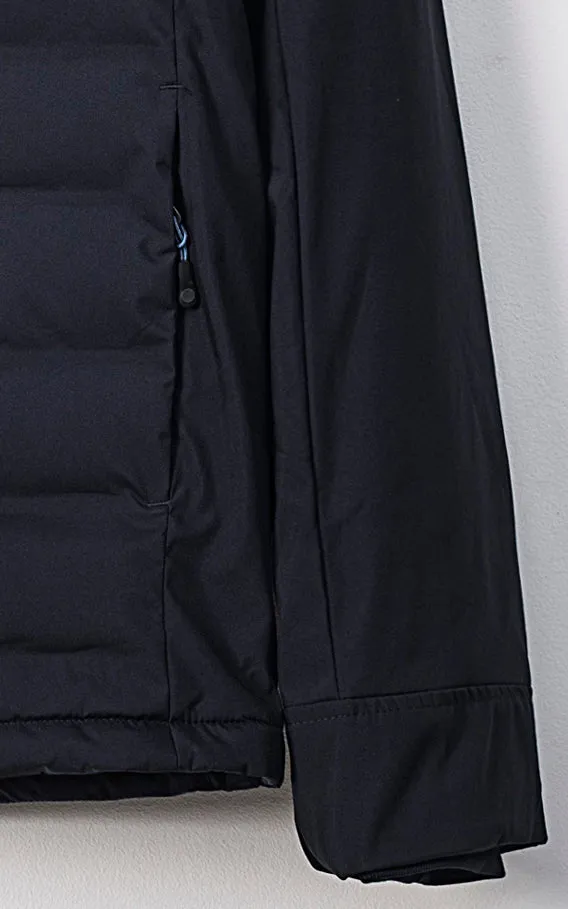 Flexible Straps Footwear Functional Configuration Parka Jacket Full Sleeve Navy