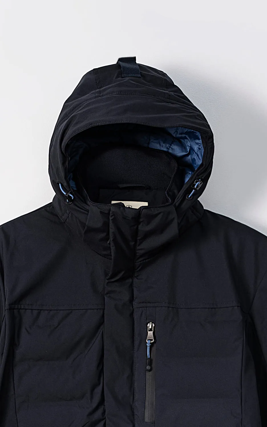Lightweight Composition Design Parka Jacket Full Sleeve Navy