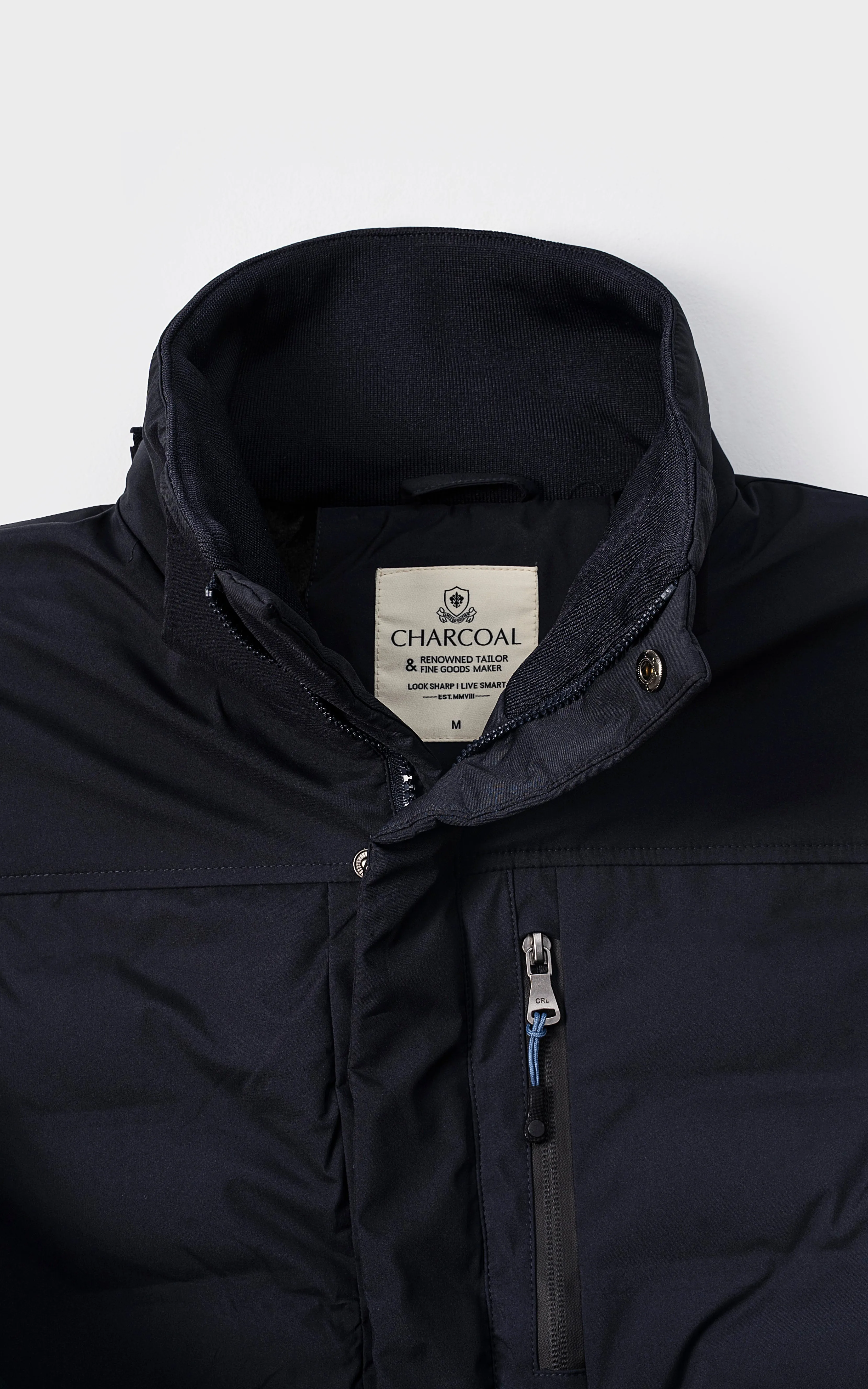 Parka Jacket Full Sleeve Navy High Strap