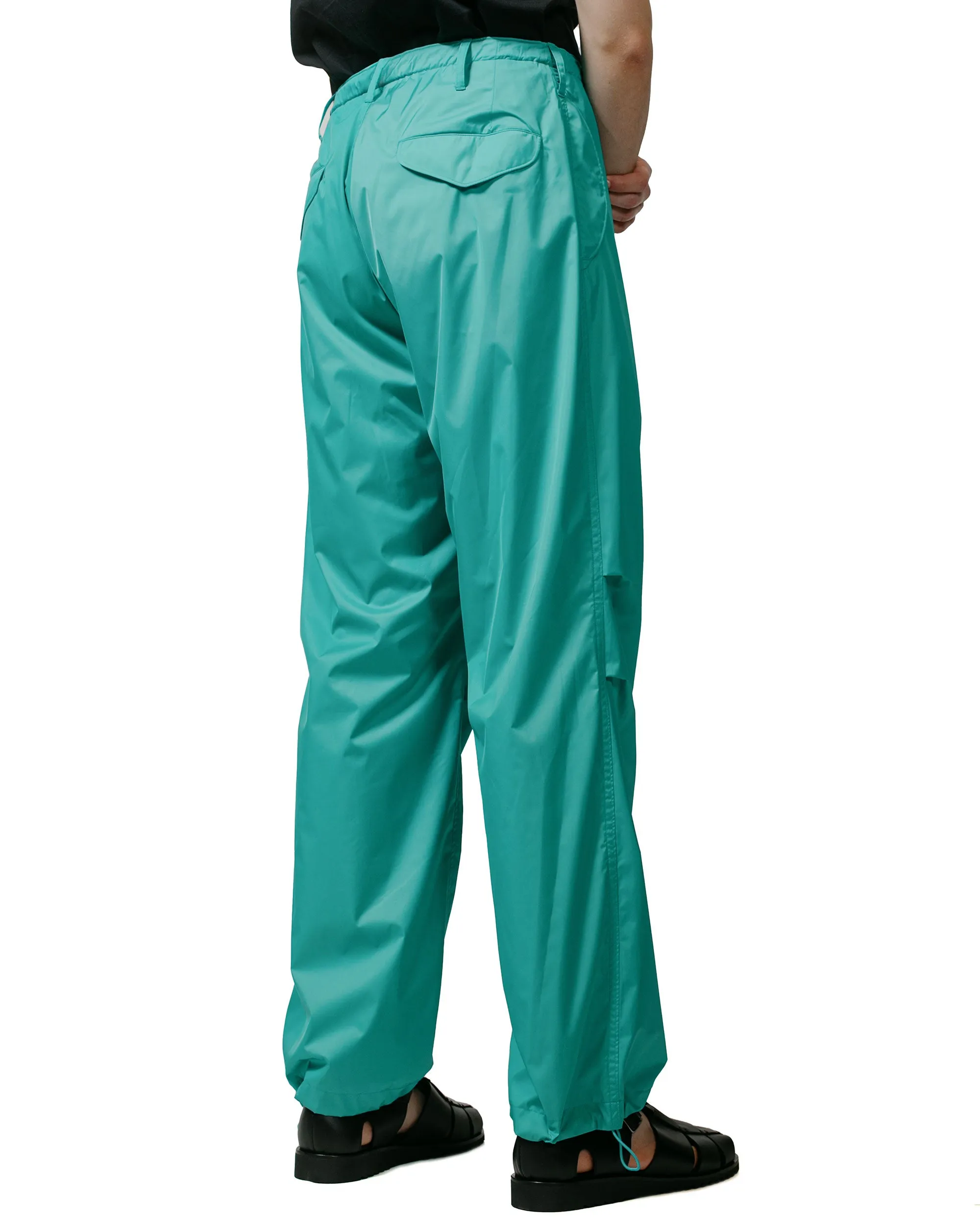 Mesh Lined Bell Bottom Layer Auralee Hard Twist Polyester Satin Laminate Field Pants Turquoise Blue