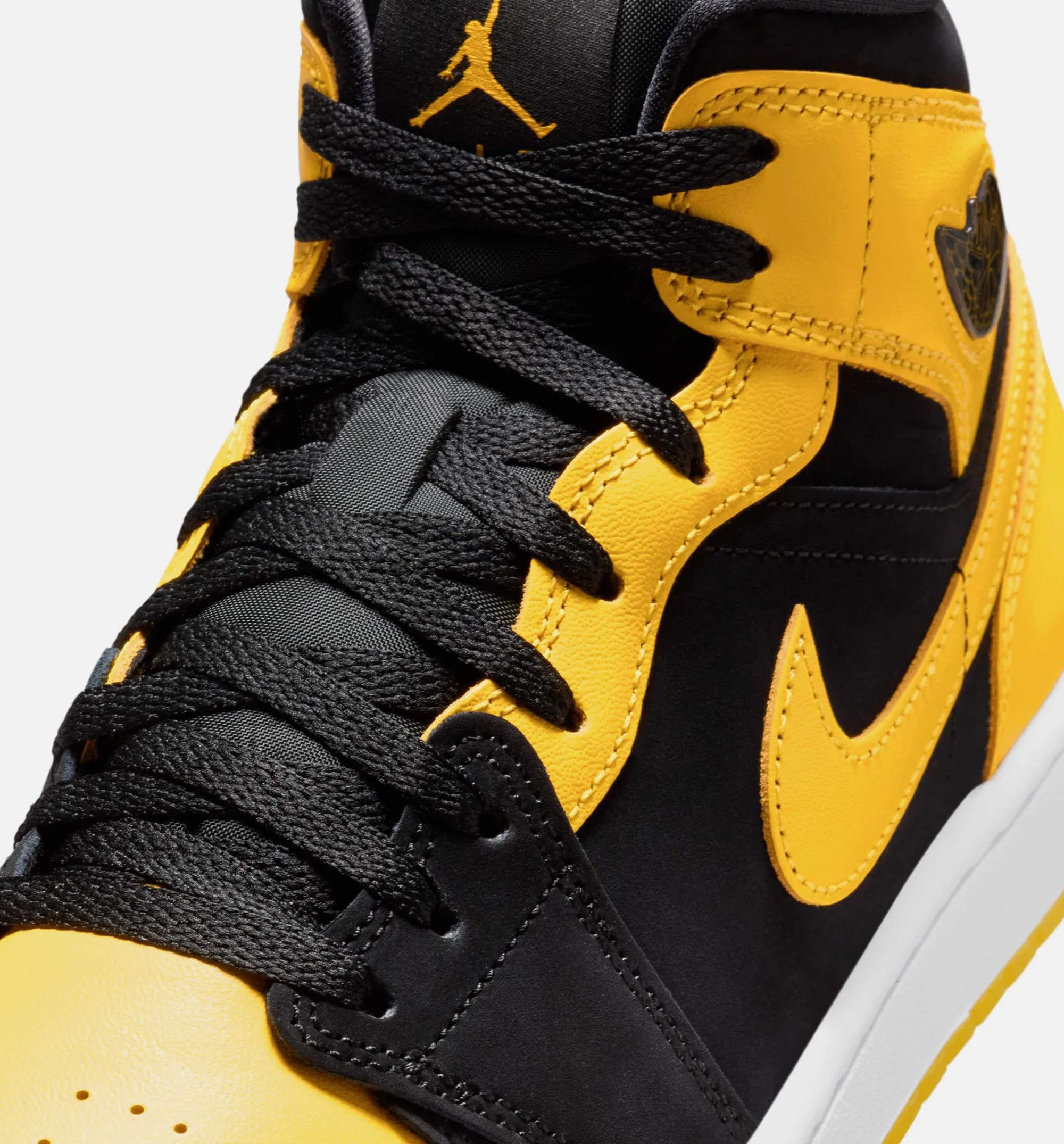 Air Jordan 1 Mid Se Mens Lifestyle Shoe -  Black/White/Varsity Maize Foot Armadillo Adjustable Button And Strap