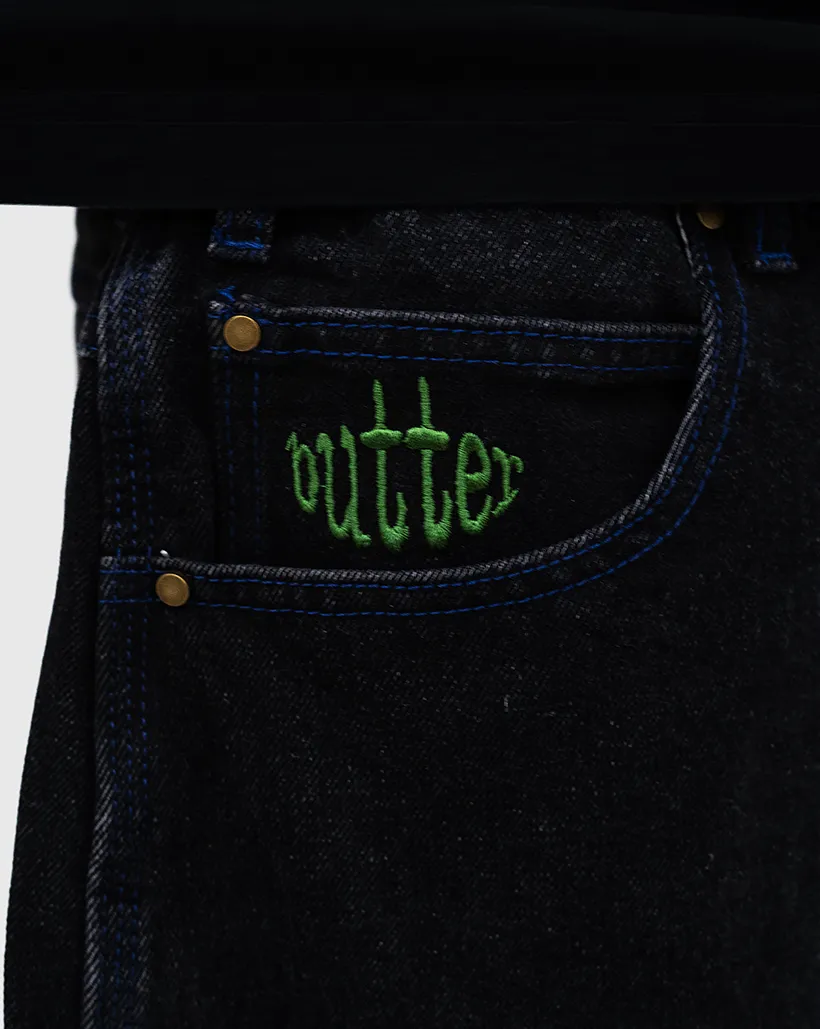 Butter Goods Spider Denim Shorts - Washed Black Comfortable Workout Gear Gaming Kit