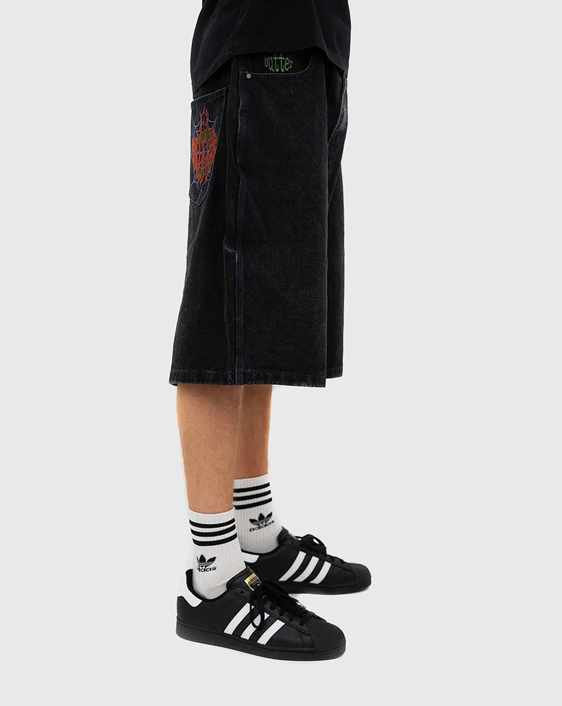 Giving Back Butter Goods Spider Denim Shorts - Washed Black