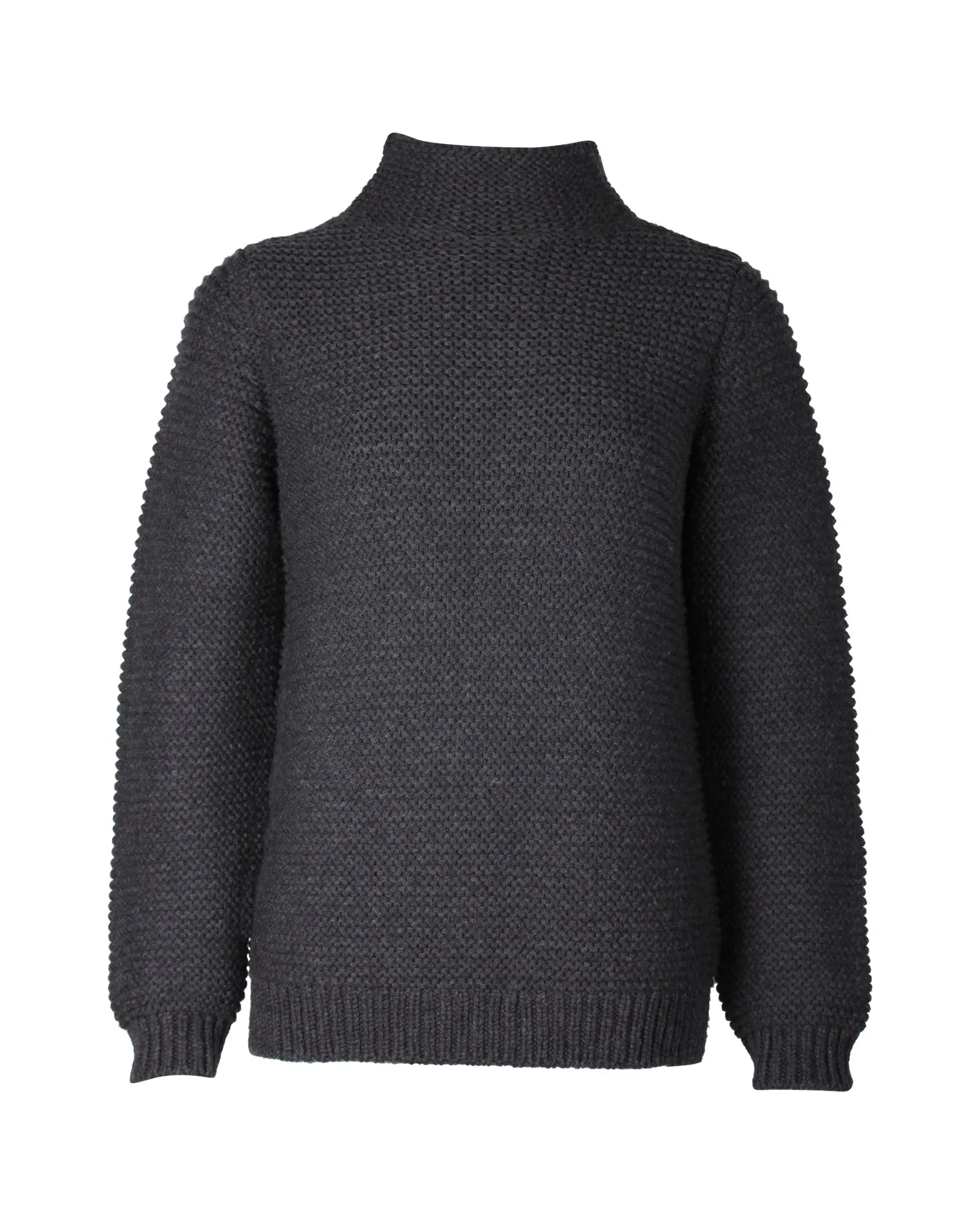 Pull col roulé en laine mérinos charbon à maille épaisse A.P.C.