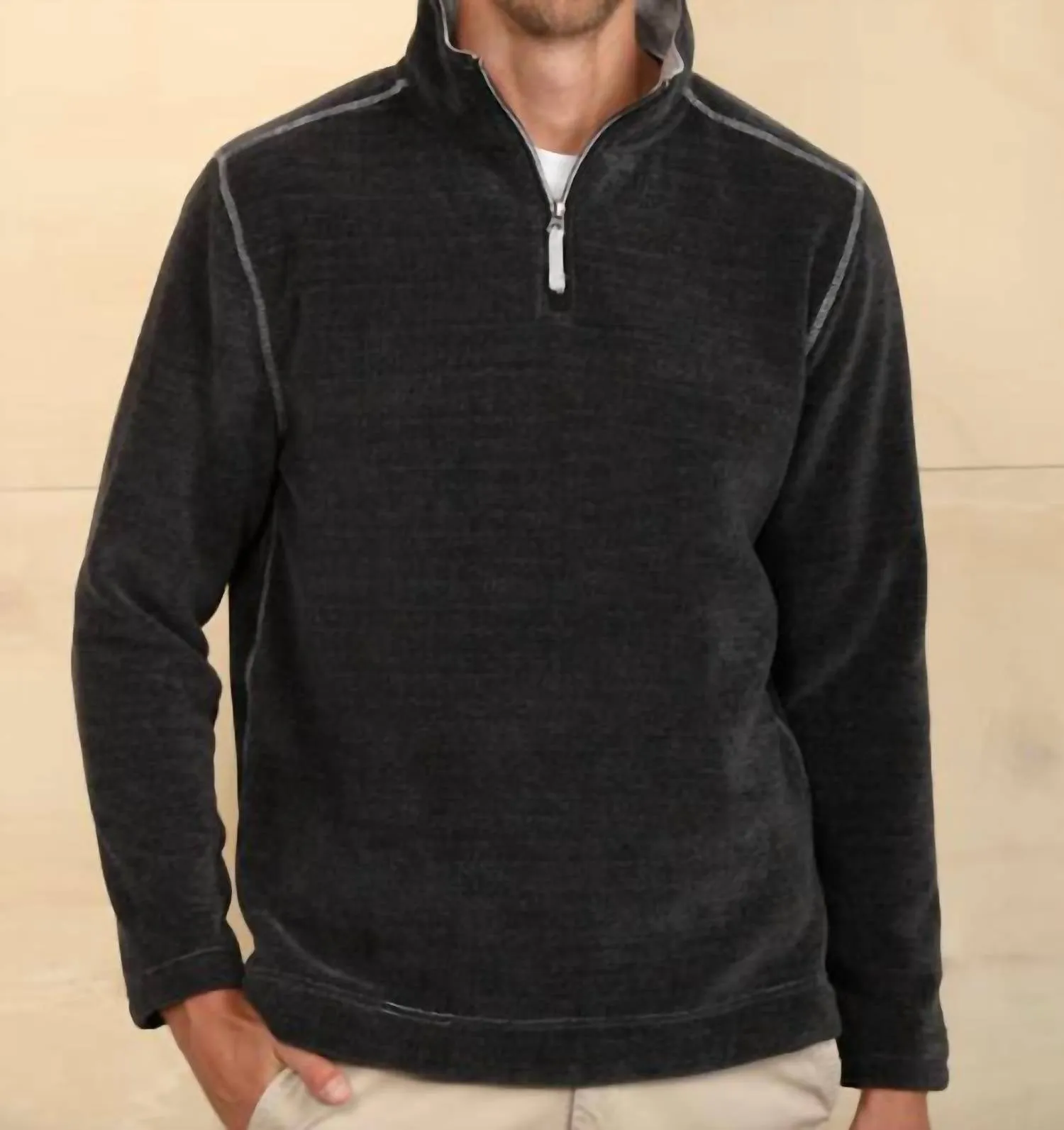Après Lux Chenille & Sherpa Pull 1/4 Zip en Charbon