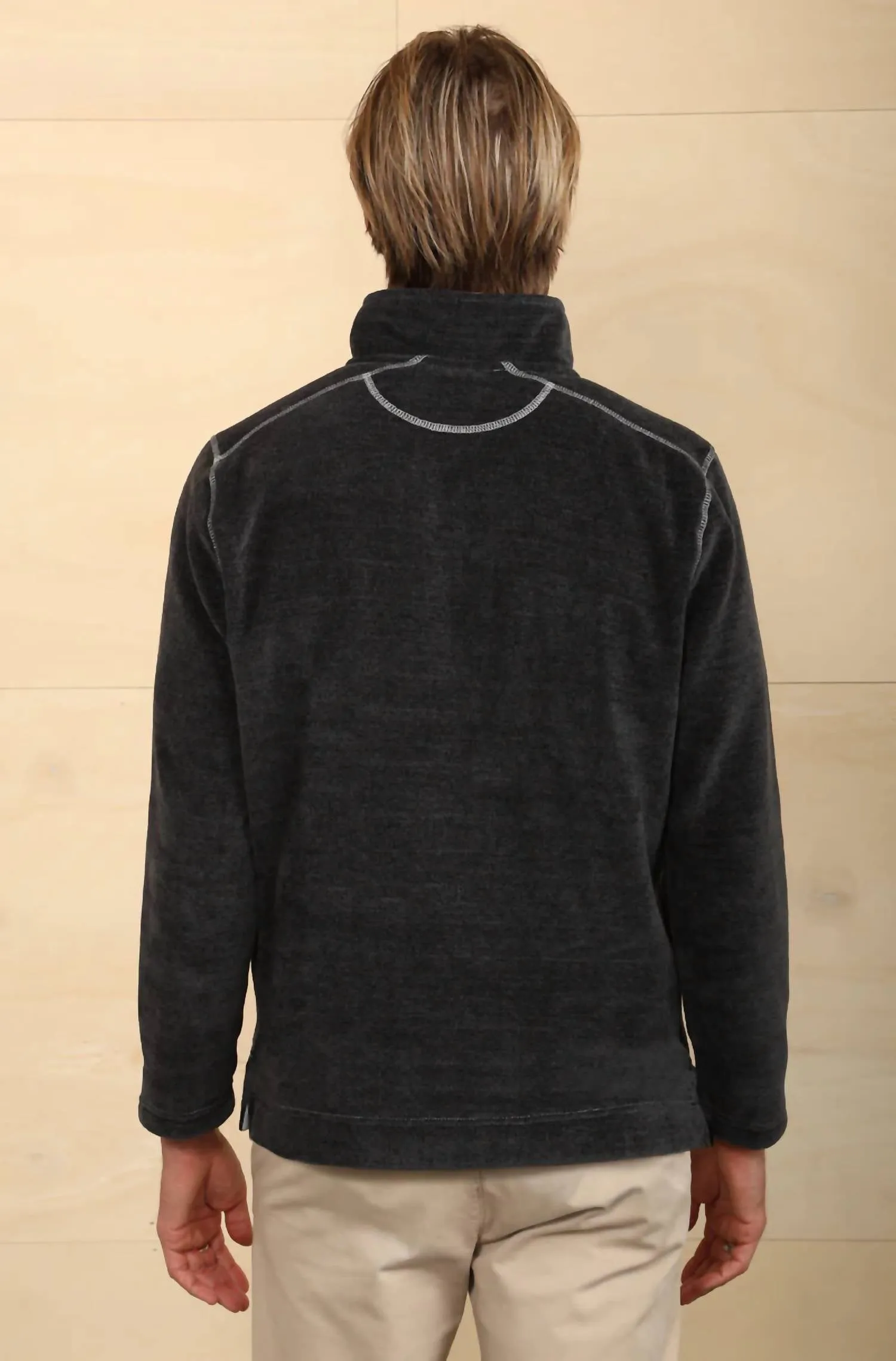 Après Lux Chenille & Sherpa Pull 1/4 Zip en Charbon