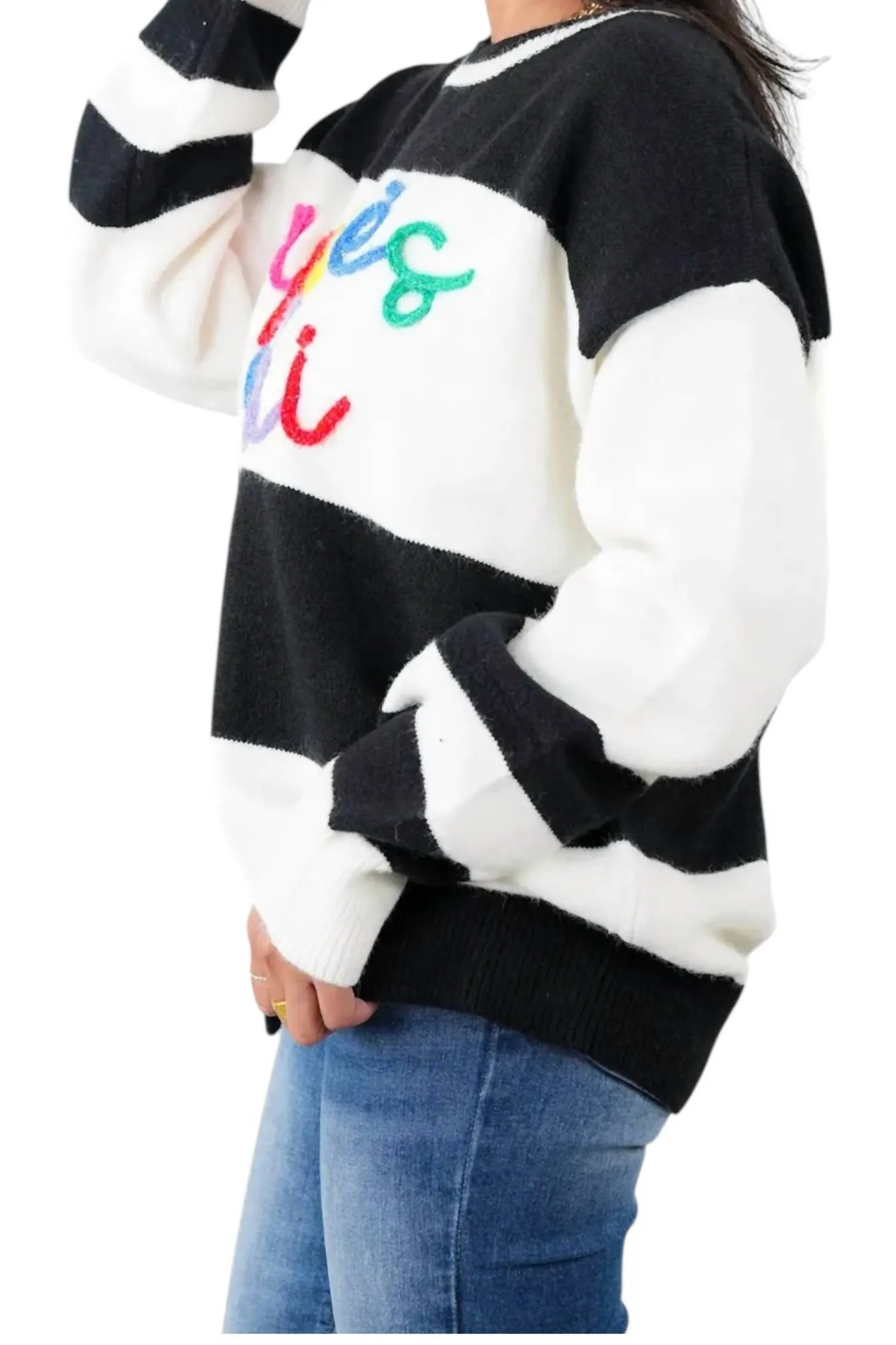 Pull ample Après-Ski en noir et blanc