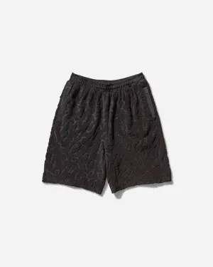Workout Function Wash Aries Tribal Jacquard Towelling Shorts Black