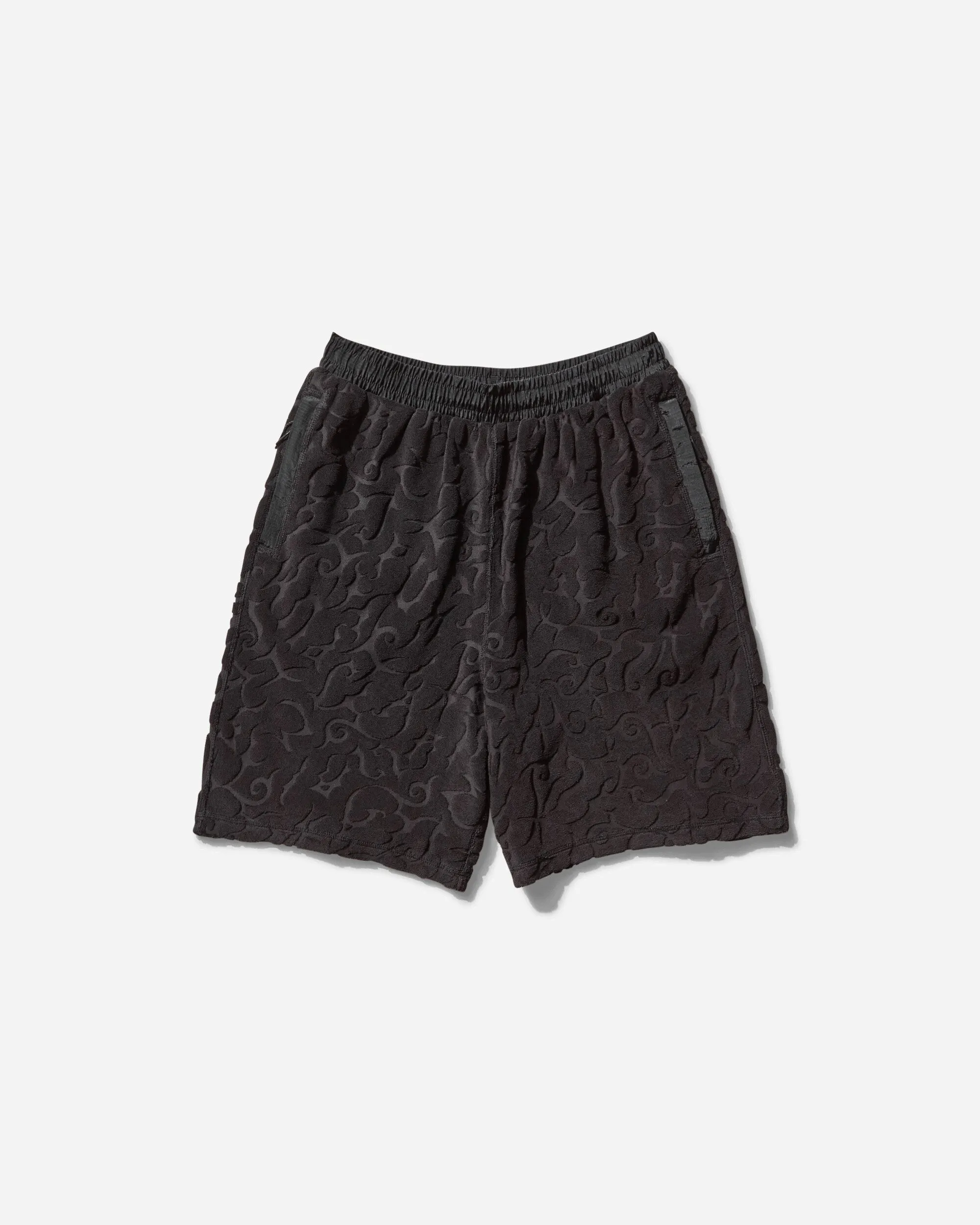 Workout Function Wash Aries Tribal Jacquard Towelling Shorts Black