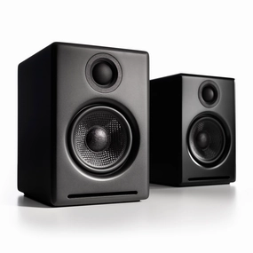 Audioengine: A2  Wireless Powered Speakers w/Bluetooth - Black hi-fi digital music server,hi-fi speaker wall mount,hi-fi amp upgrade
